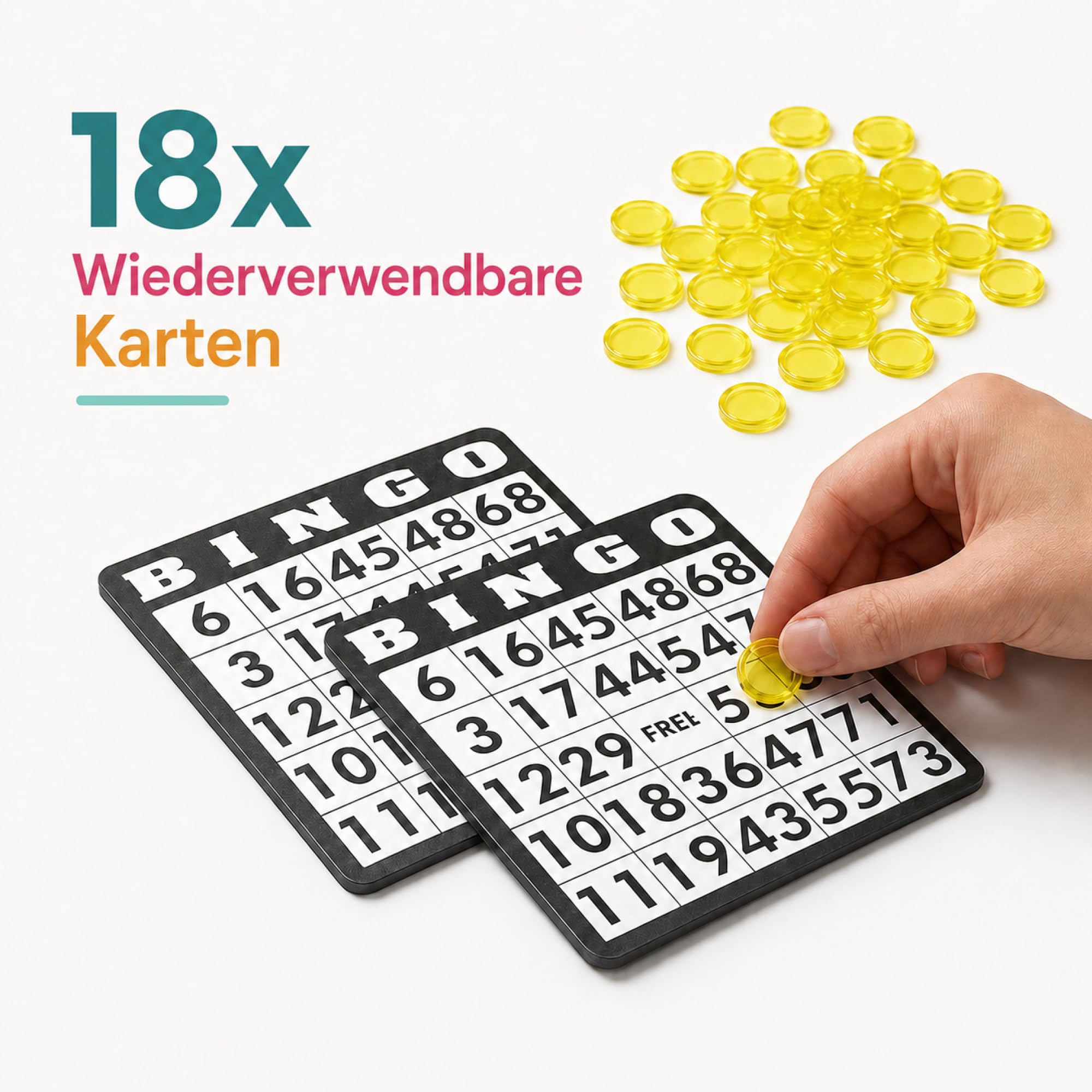 Kyto Bingo Spiel Metalltrommel 18 Bingotickets 75 Bingo Kugeln 150 Chips Spielbrett schwarz Erwachsene Kinder Basic (2026)