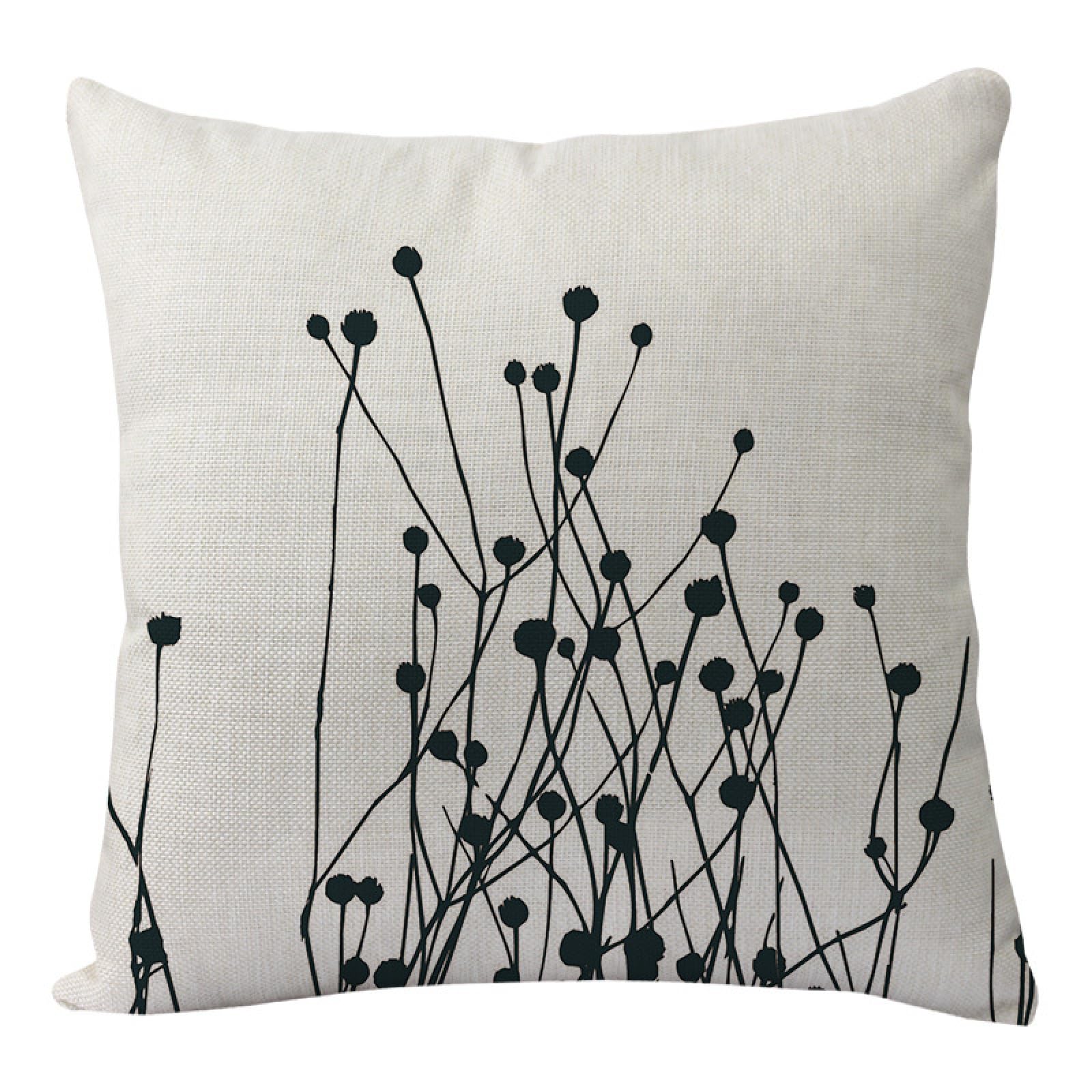 Wazylphin Cushion Covers Black Plants Pillow Cases Cotton and Linen Cushions with Covers Included Zipper Sofa Cushions Soft Pillowcase Living Room Pillow Cover Bedroom Cushion Cover 40x40cm/1 Pack