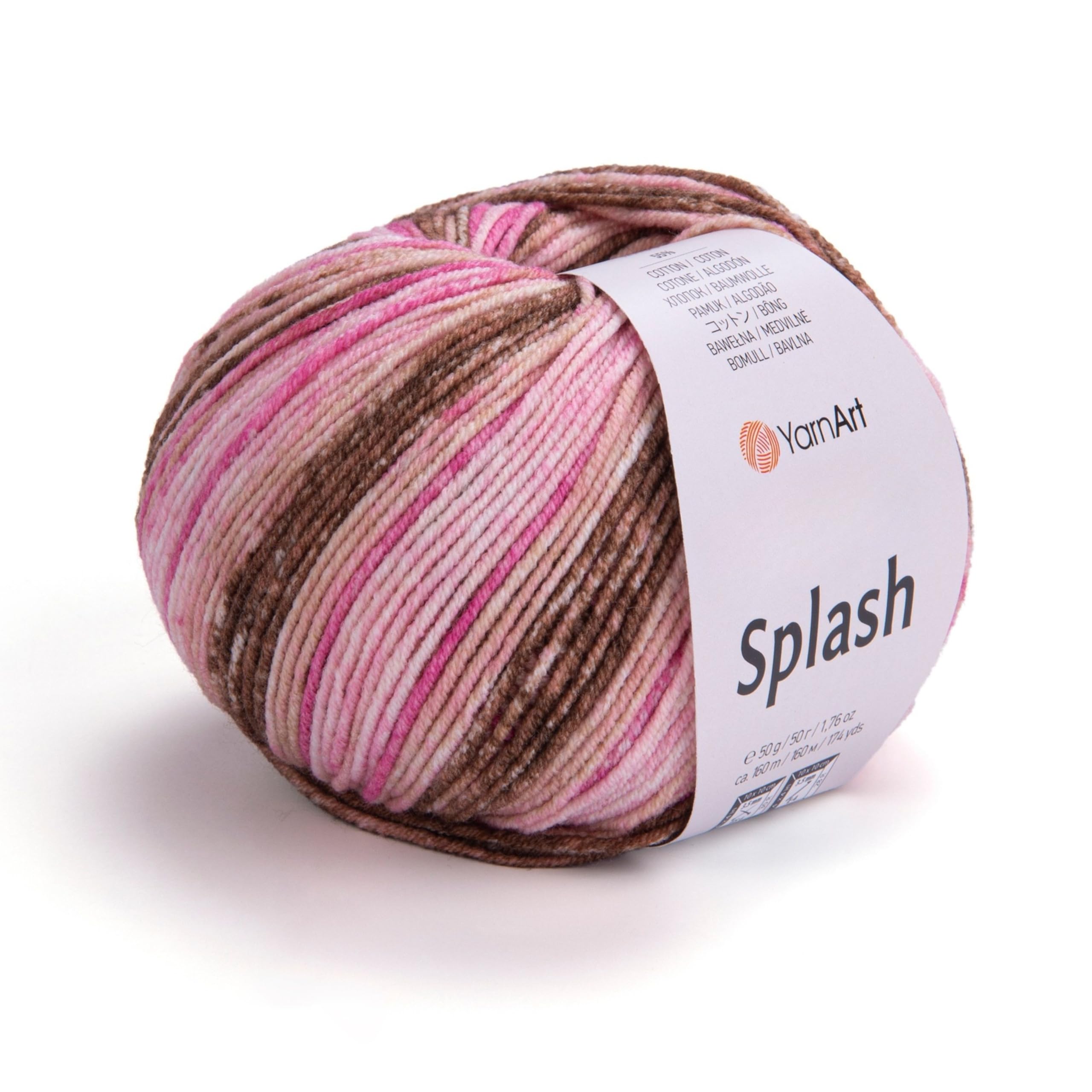 YarnArt Splash Variegated Sport Yarn - 55% Cotton 45% Acrylic 1 Skein/Ball 50g 174yds Soft Cotton Yarn for Amigurumi