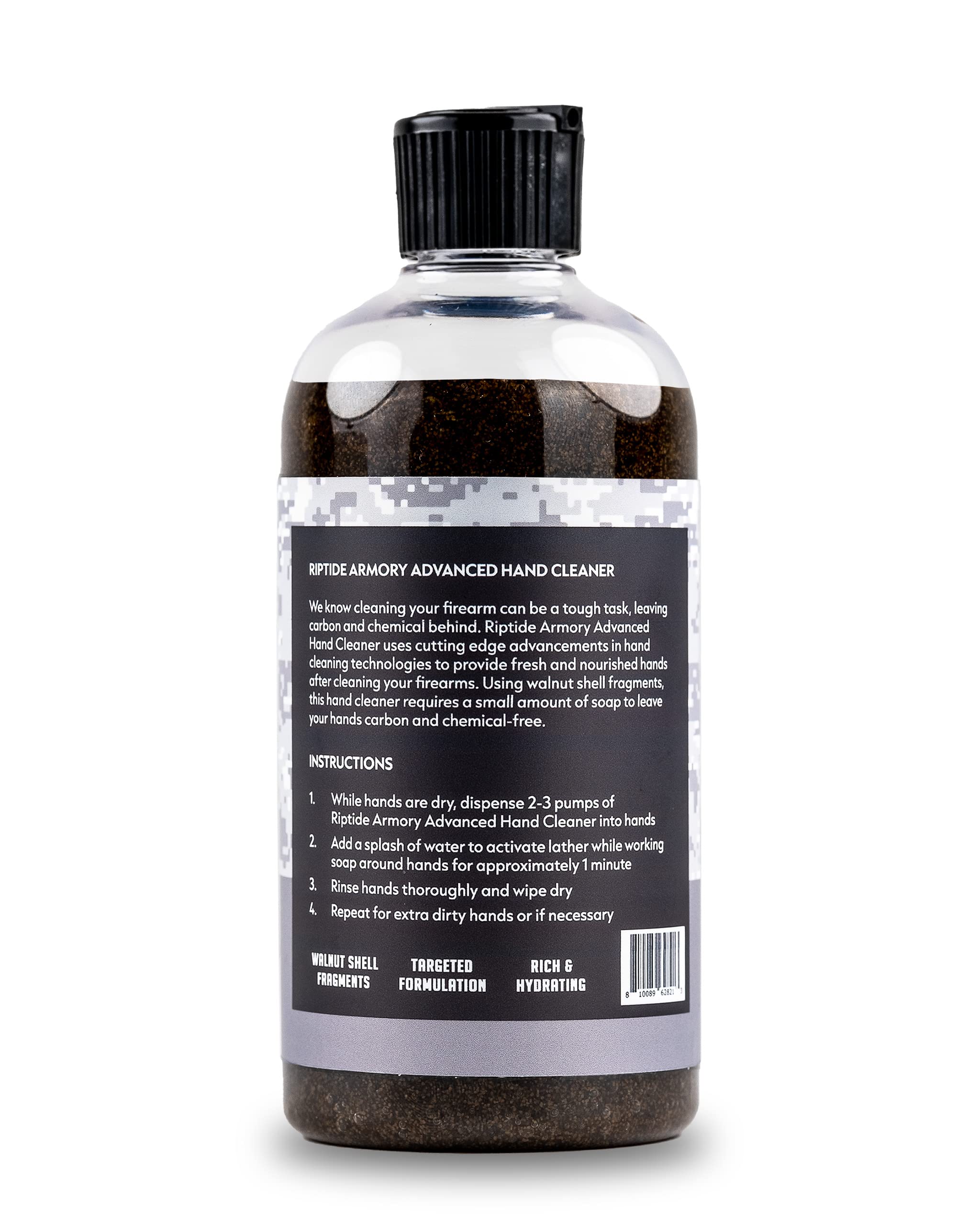 Riptide Armory Advanced Hand Cleaner 12oz With Walnut Shell Fragments - Use Cutting Edge Advancements to Leave Hands Carbon & Chemical Free