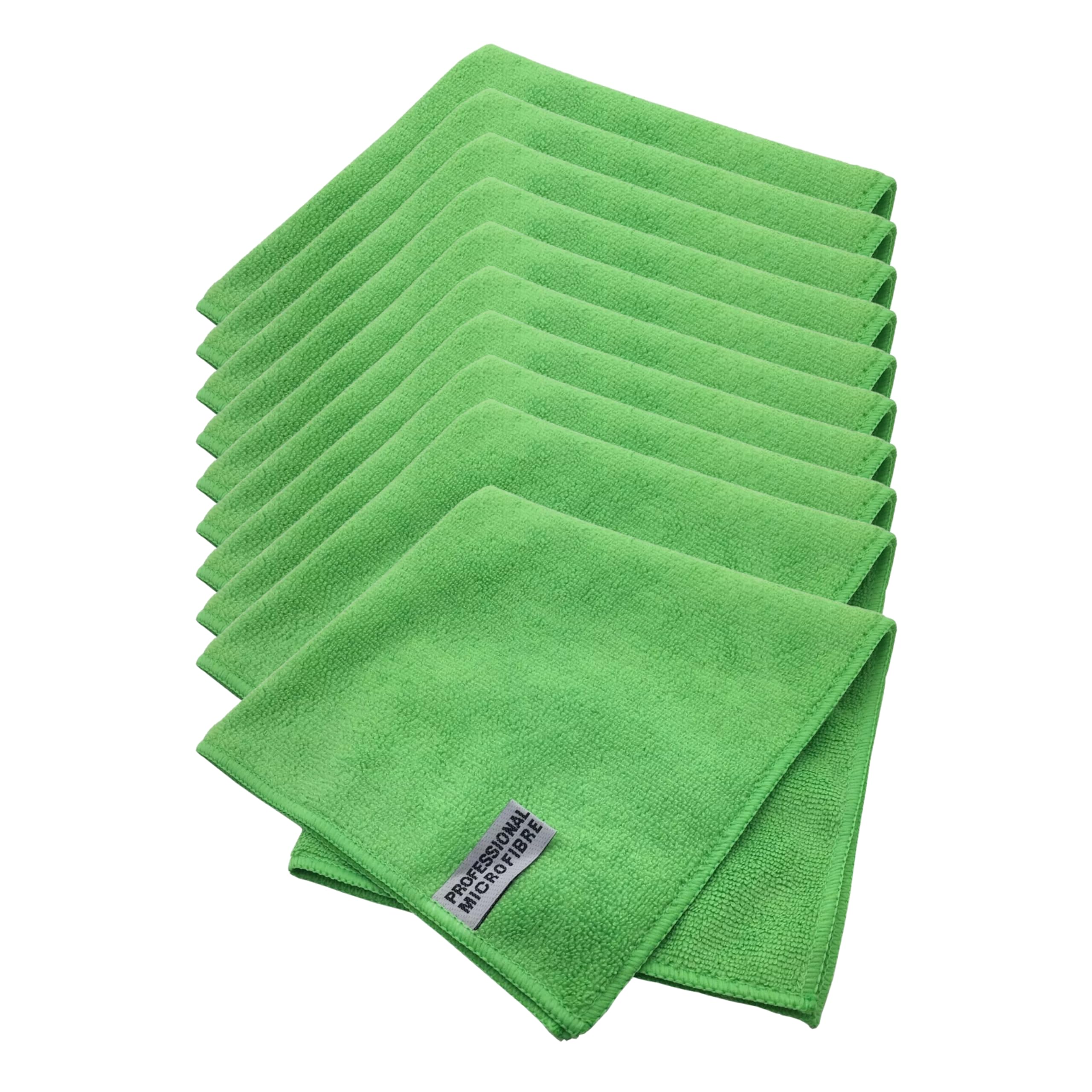 Tek Automotive Heavy Duty 350GSM Green Car Microfibre Cloths – 10 Pack 40x40cm Professional Detailing, Polishing & Buffing