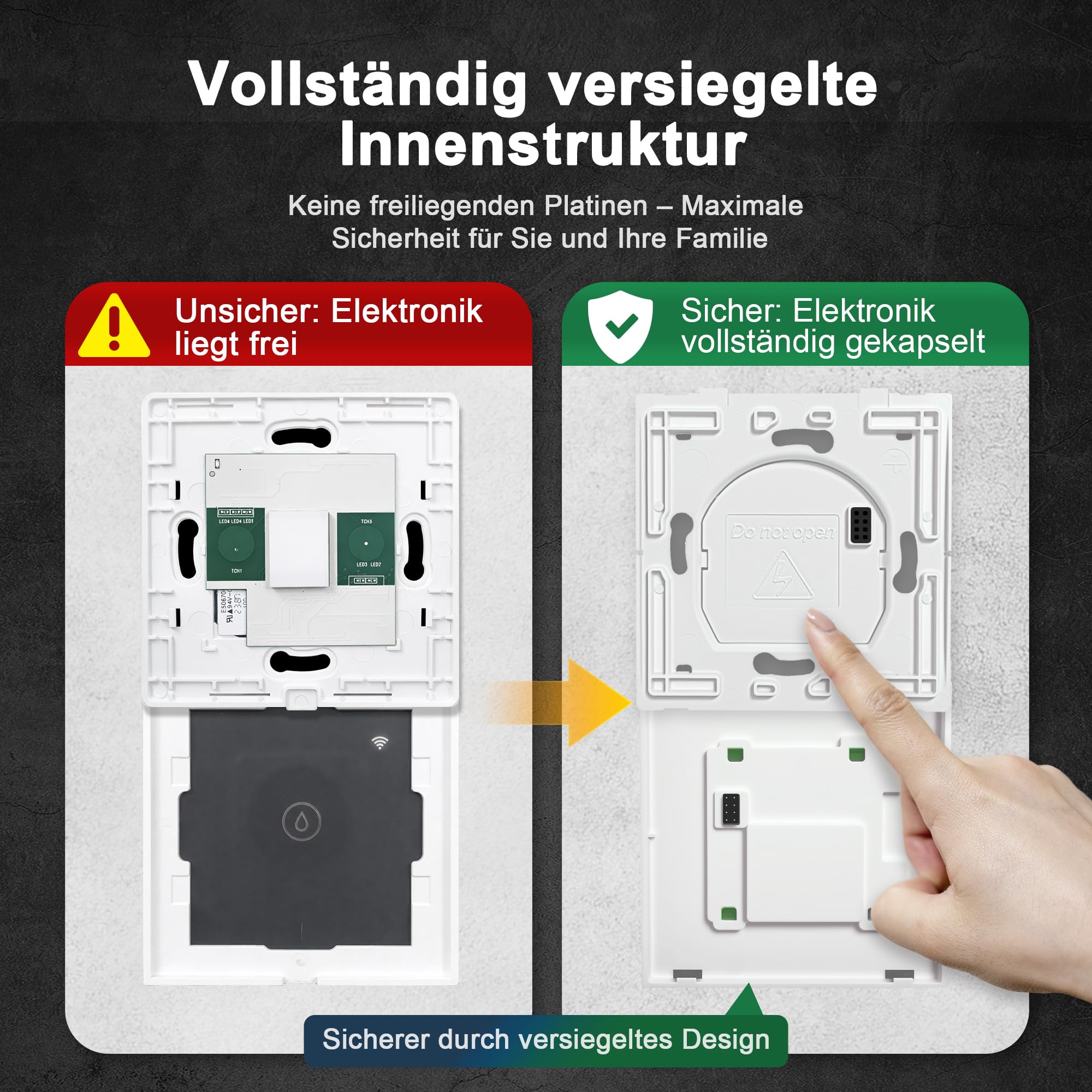Interruttore intelligente WiFi 123 40 A per scaldabagno, interruttore touch da parete con conduttore neutro, vetro temperato bianco con cornice argentata, app TUYA, compatibile Alexa e Google, 230 V