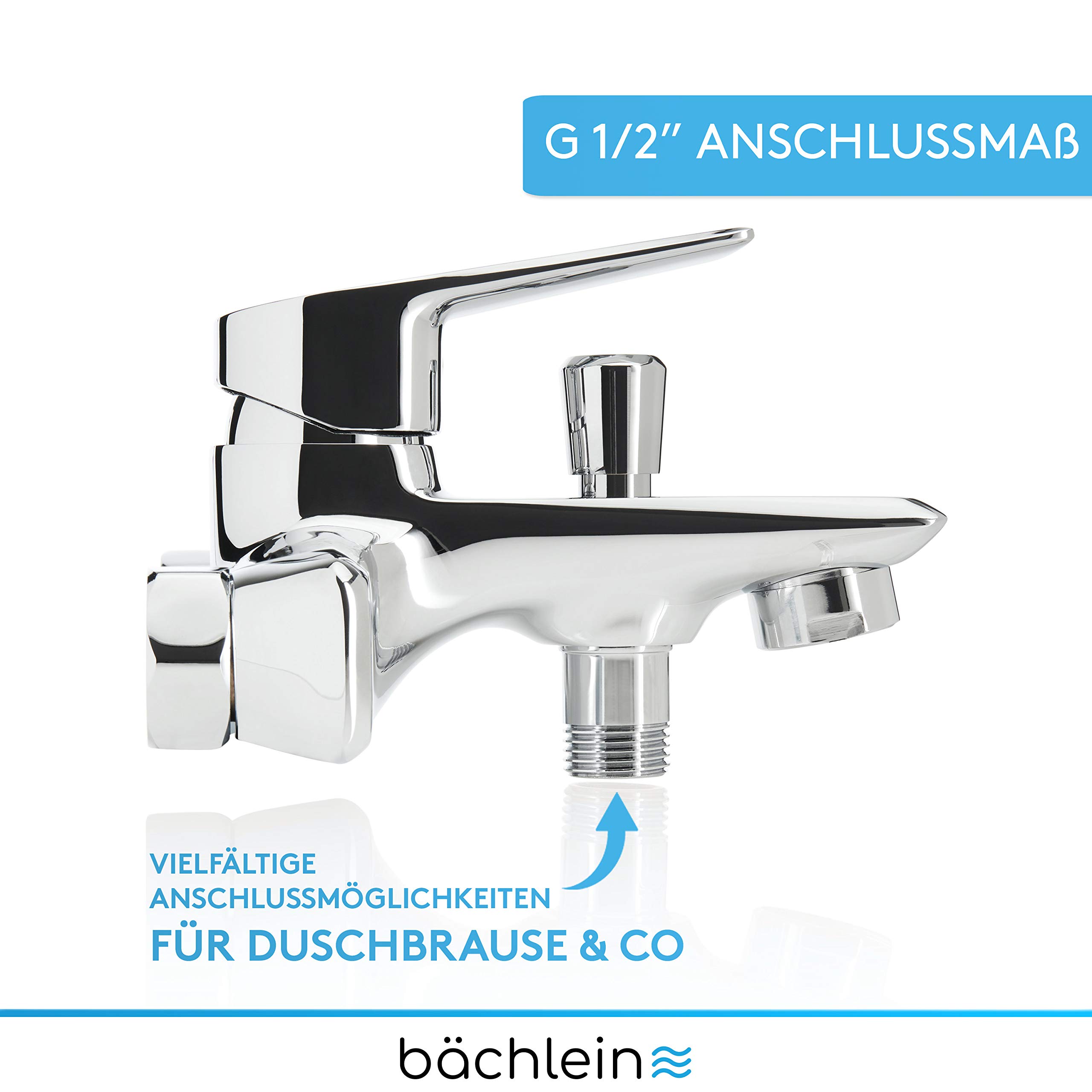 Bächlein Universal Badewannenarmatur Orlias In Chrom – Komplettset Mit Einhand-Mischer, Keramikkartusche & Perlator