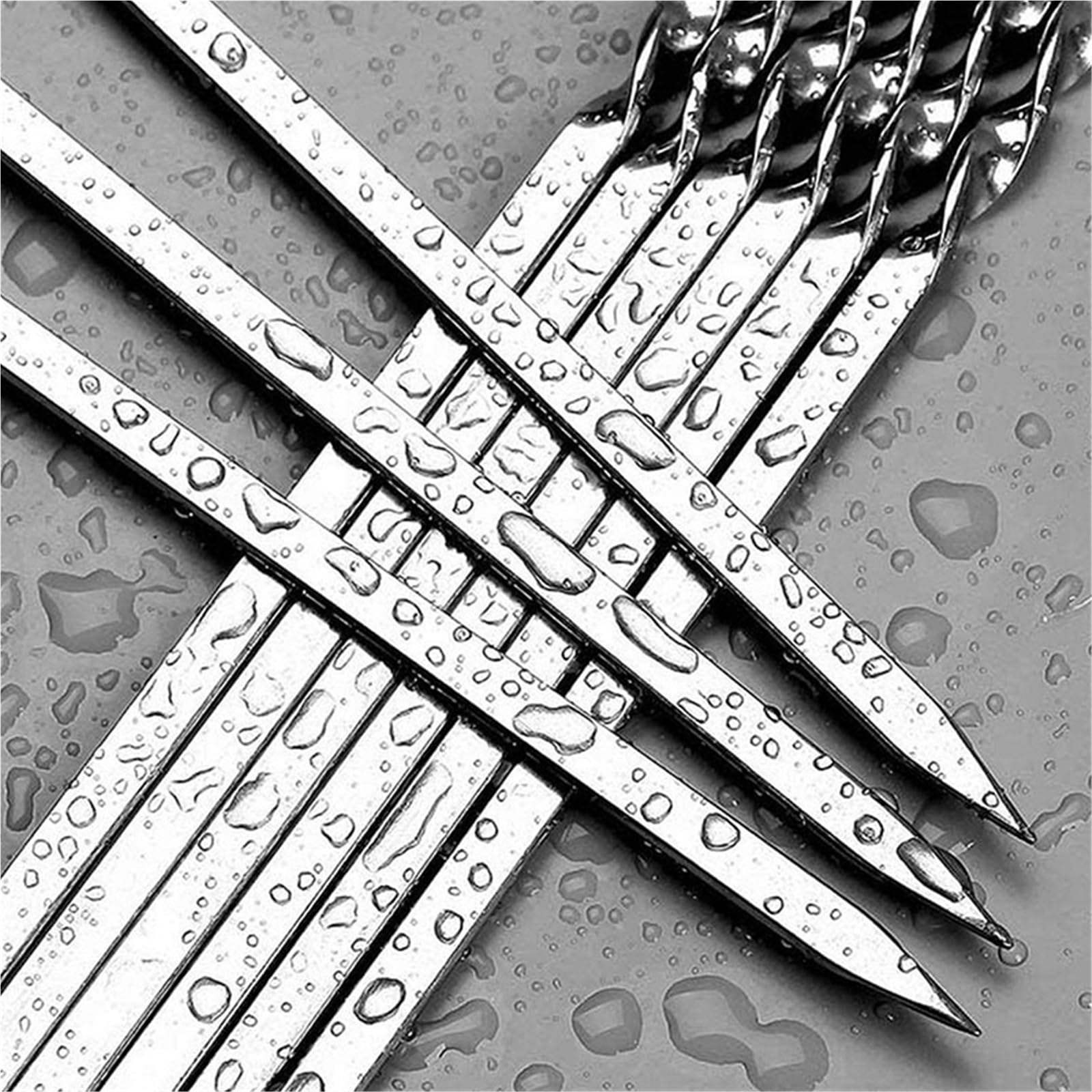 50 Uds. Brocheta de barbacoa acero inoxidable, brochetas reutilizables for, palo hierro for Kebab for acampar al aire libre, utensilios for pícnic, cocina 35cm para Barbacoa