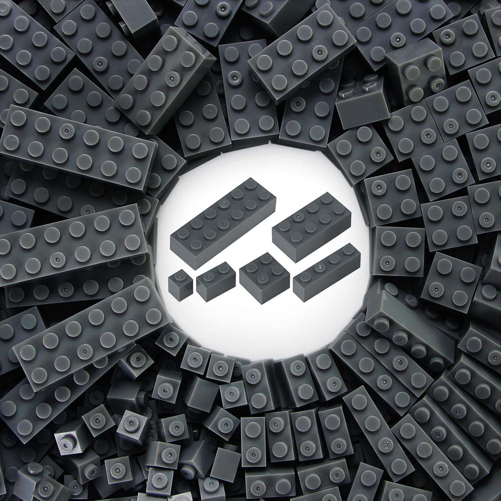 310 Pieces Dark Bluish Gray Bulk Bricks Classic Creative Building Play Blocks Set Parts Toy Accessories Compatible with Major Brick Brand Grey