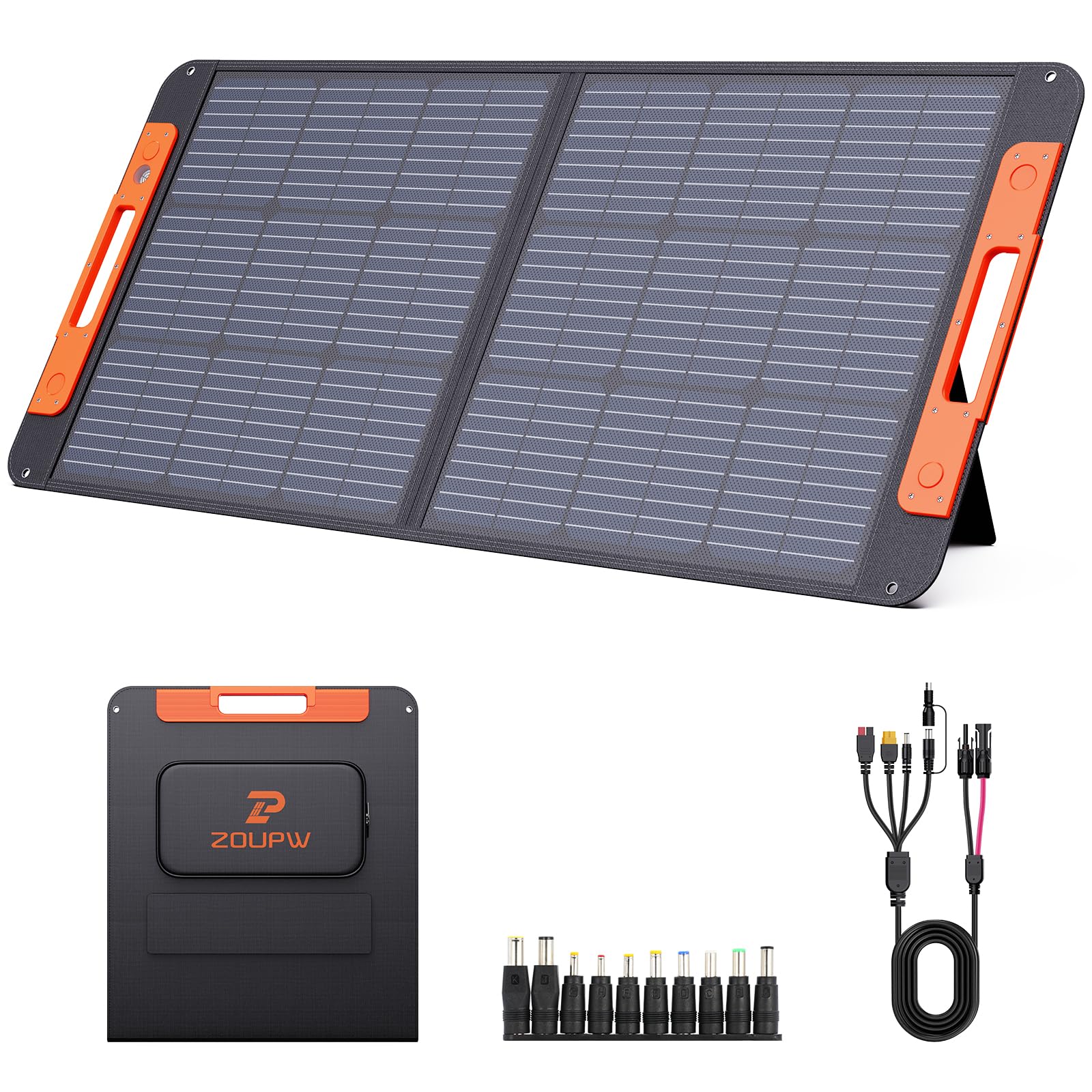 100 Watt Portable Solar Panel with Solar Angle Guide,Camper Essentials,20V Foldable Solar Charger for Power Station, 23.5% High Efficiency IP67 Waterproof 2 Kickstands for Camping RV Blackout