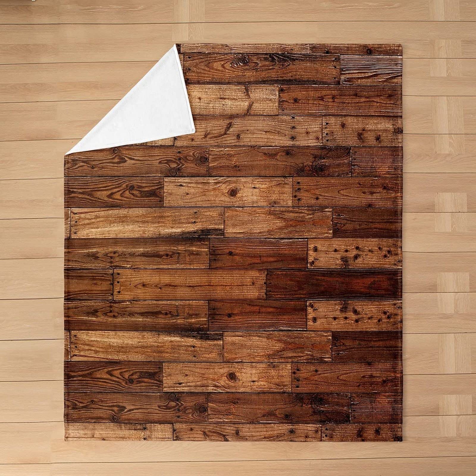 Couverture Polaire 220x240 cm Planches De Bois D'époque, Plaid Polaire Brun Flanelle 2 Personnes, 3D Imprimée Couvertures et Plaids Doux et Chaud for Canape Lit