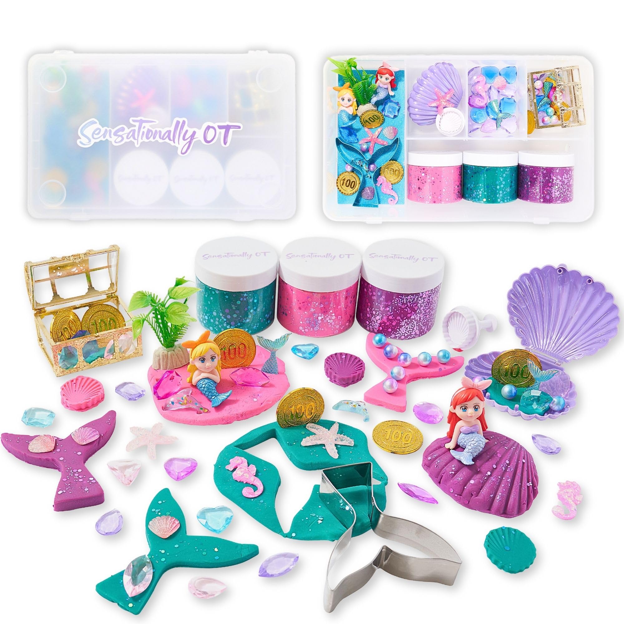 Amazon.com: Sensationally OT Mermaid Sensory Dough Kit (3 Jars