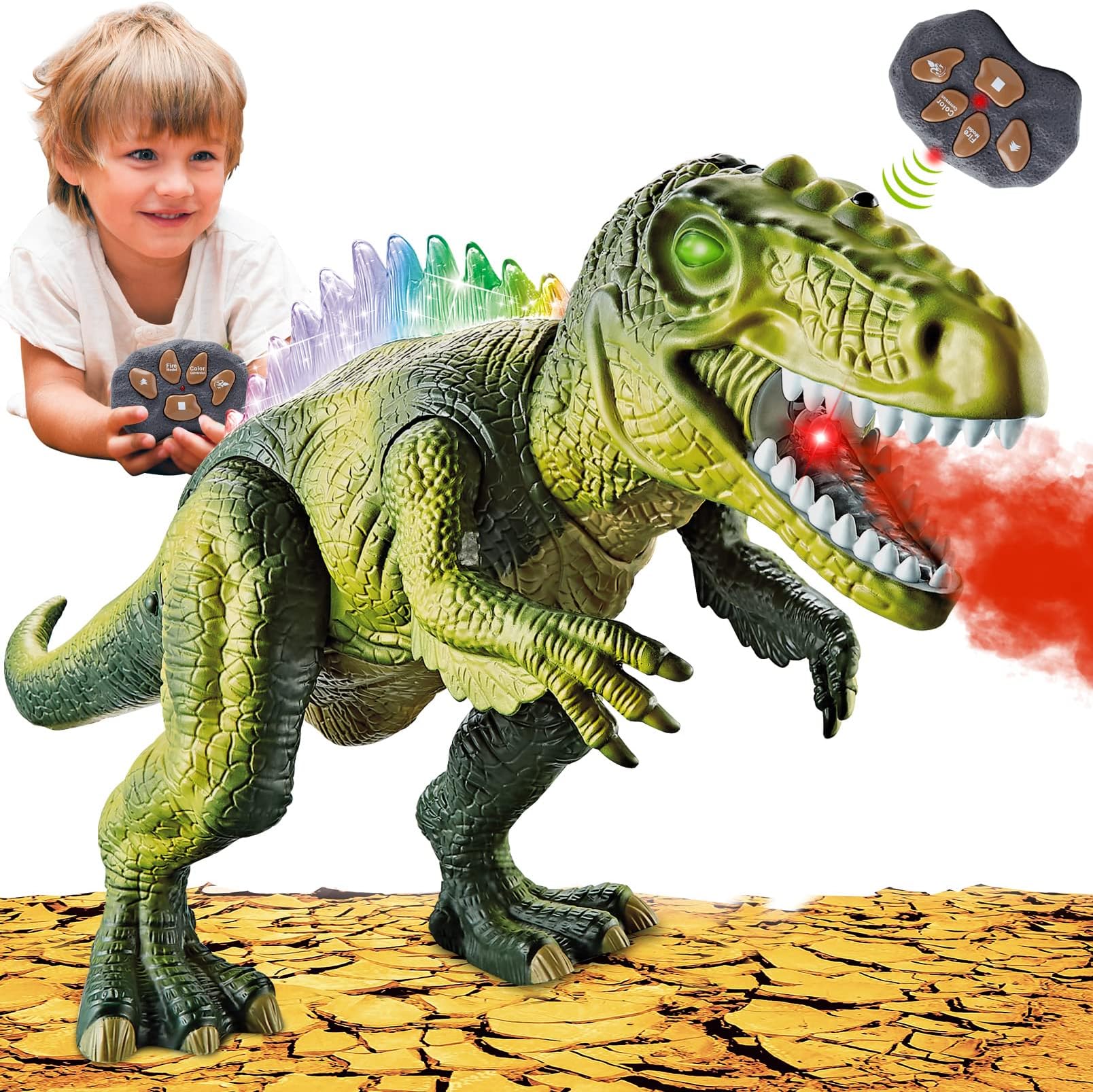 Dinosaur Toys for 3 Year Old Boys,Remote Control Dinosaur Toys for Kids 3-5 Walking with Light,Roaring Sounds and Shaking Head Realistic Simulation Electronic Dinosaur Toys for Kids Age 3 4 5 6 Gifts
