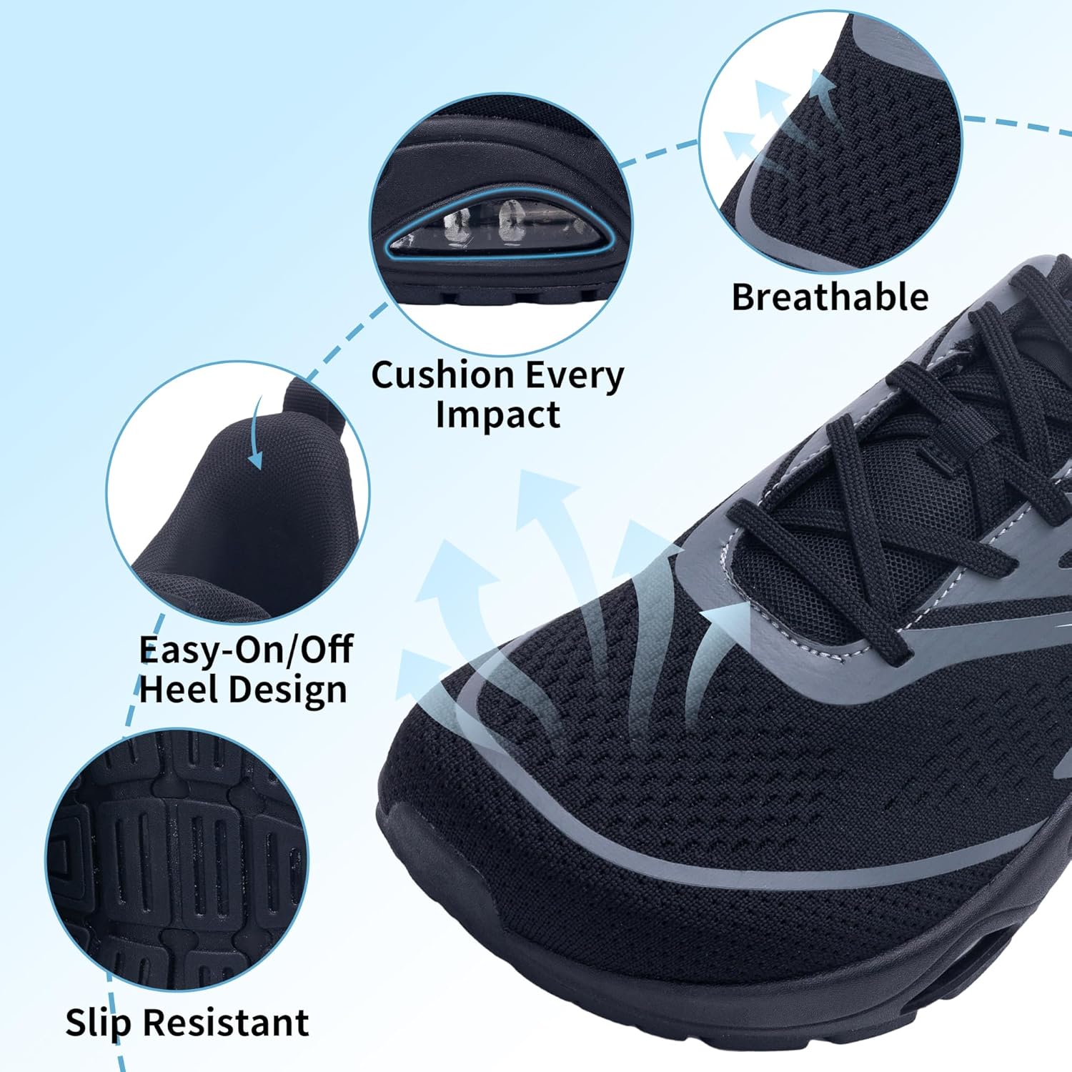 Wide Toe Box Walking Shoes for Men with Arch Support Orthotic Sneakers for Plantar Fasciitis Athletic Cushioning Men's Running Shoes for Foot Pain Relief, US Size 8-13 - Image 7