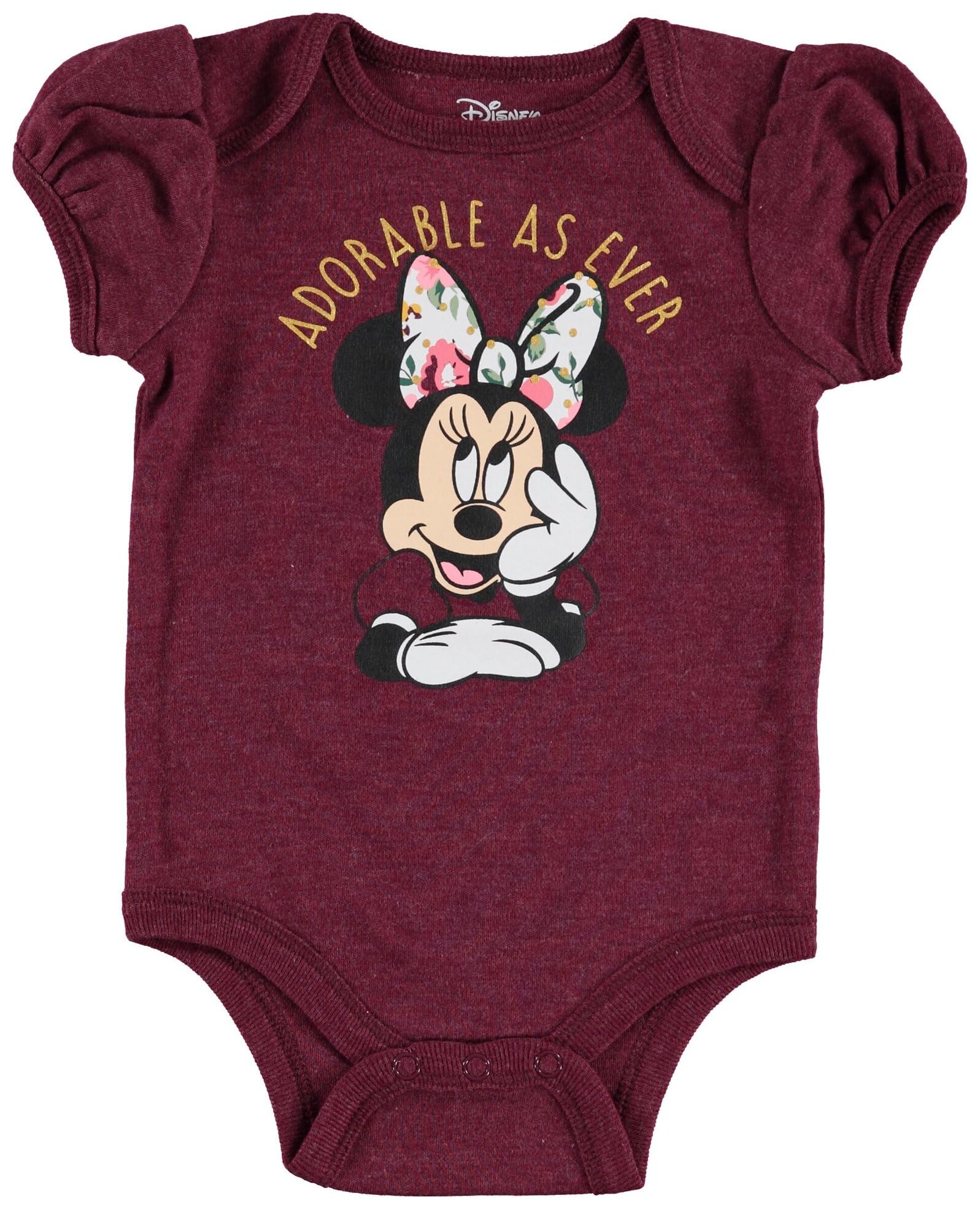 Disney Minnie Mouse Baby Girls Layette Set Bodysuit Pants Hat Bib 0-3 Months Purple