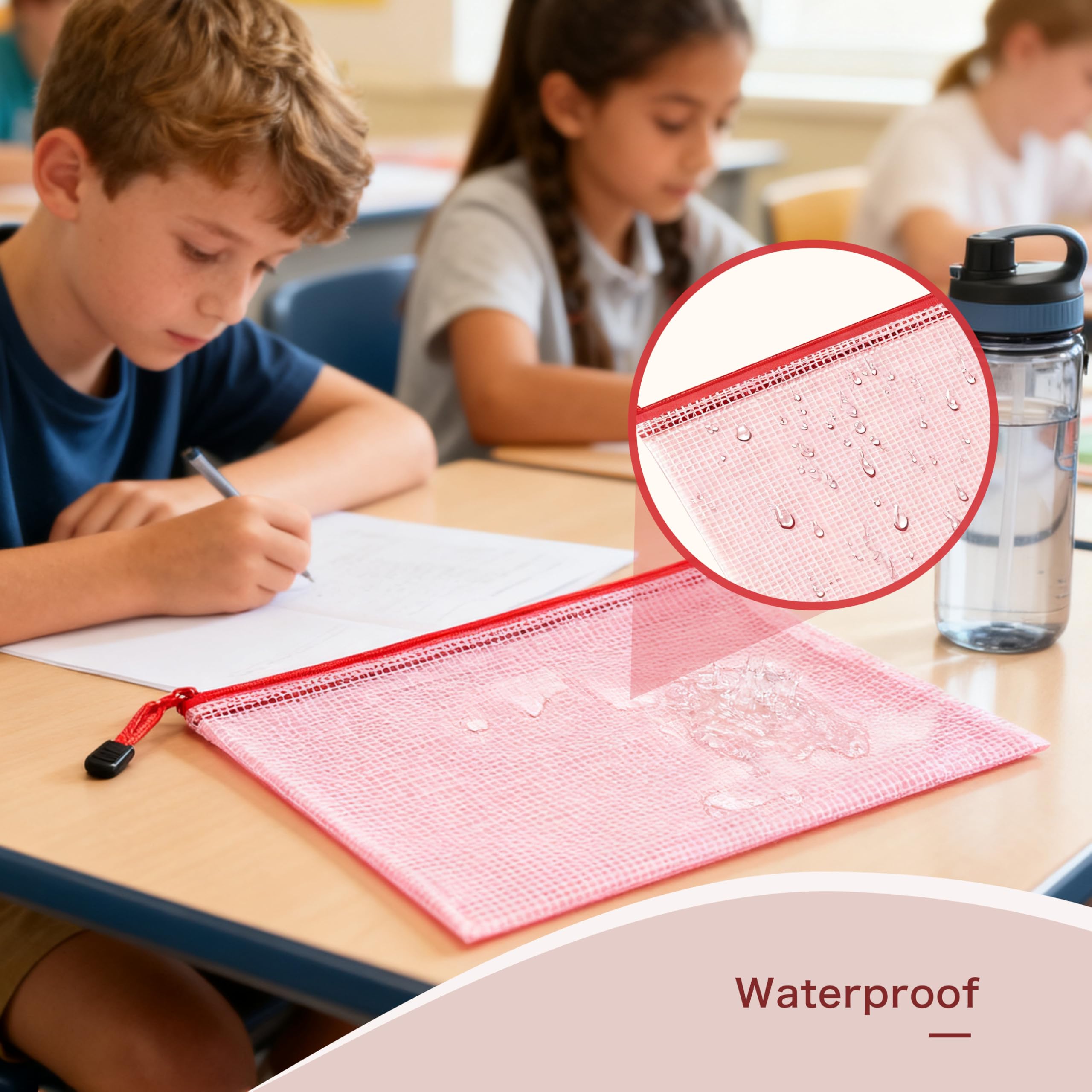 28pcs Mesh Zipper Pouch File Bags A4 Letter Size Zipper Bags for Organizing Storage Waterproof Document Zipper Pouches — view 4