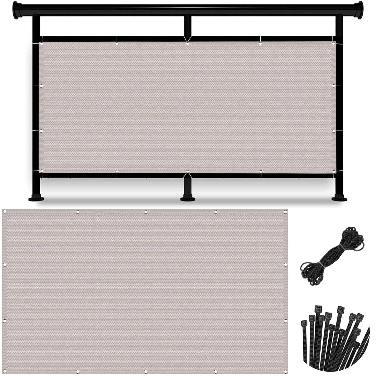 Frangivisto Balcone Giardino 140 x 375 cm Respirante, Leggermente Trasparente, Isolamento Termico, Leggera e Durevole Telo Frangivento da Esterno Tenda Balcone, per Giardino, Bianco