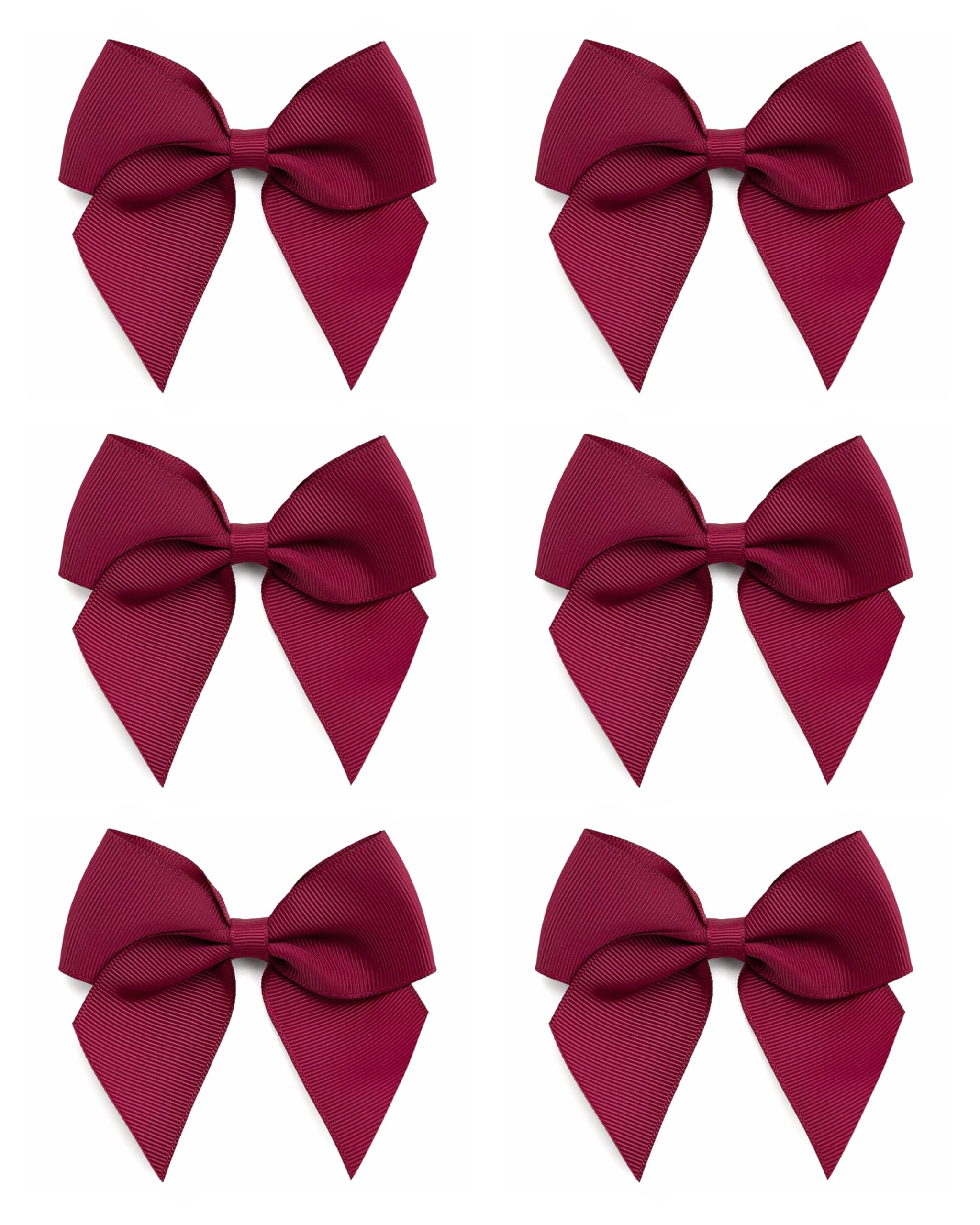 Italian Options Large Grosgrain Ribbon Bows, Self-Adhesive Fabric Bow Decorations for Gift Wrapping, Hampers, Christmas, Hair Bows, Crafts, Cakes, Crafting Accessories, Burgundy, 6 Pack, 10 cm