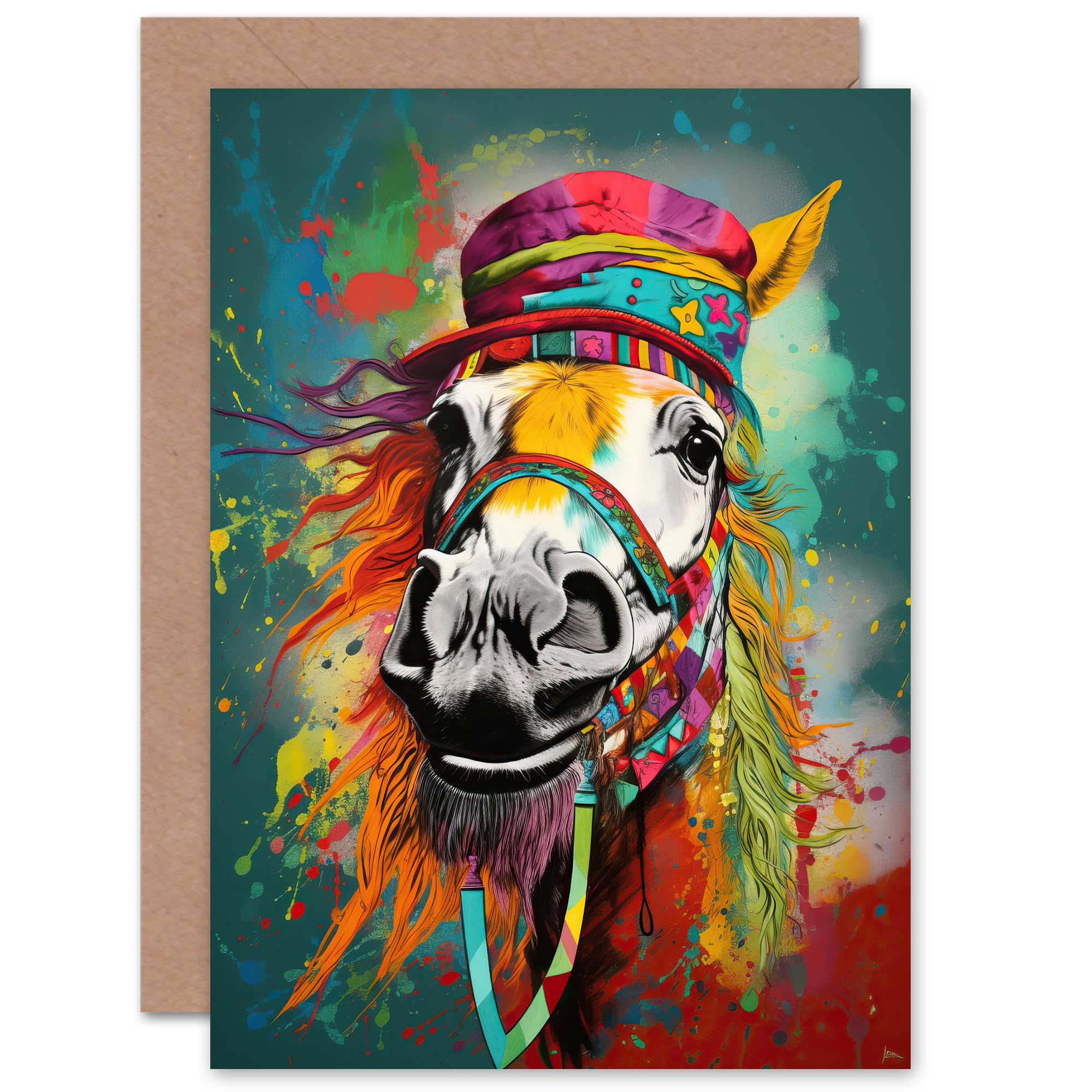 Artery8 - Greeting Card - Hippie Horse Design