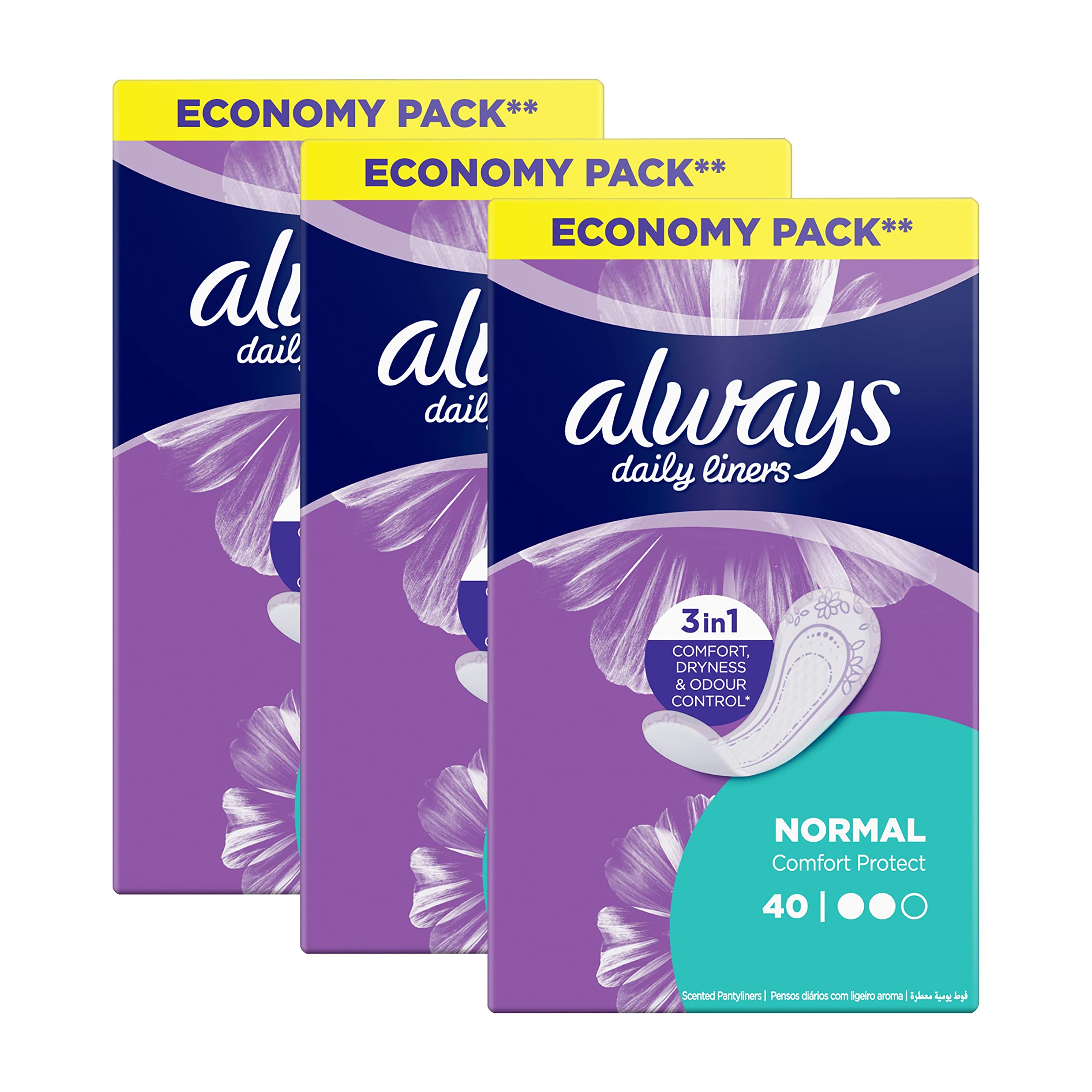 AlwaysDaily Liners Comfort Protect Normal 40 Triple Pack