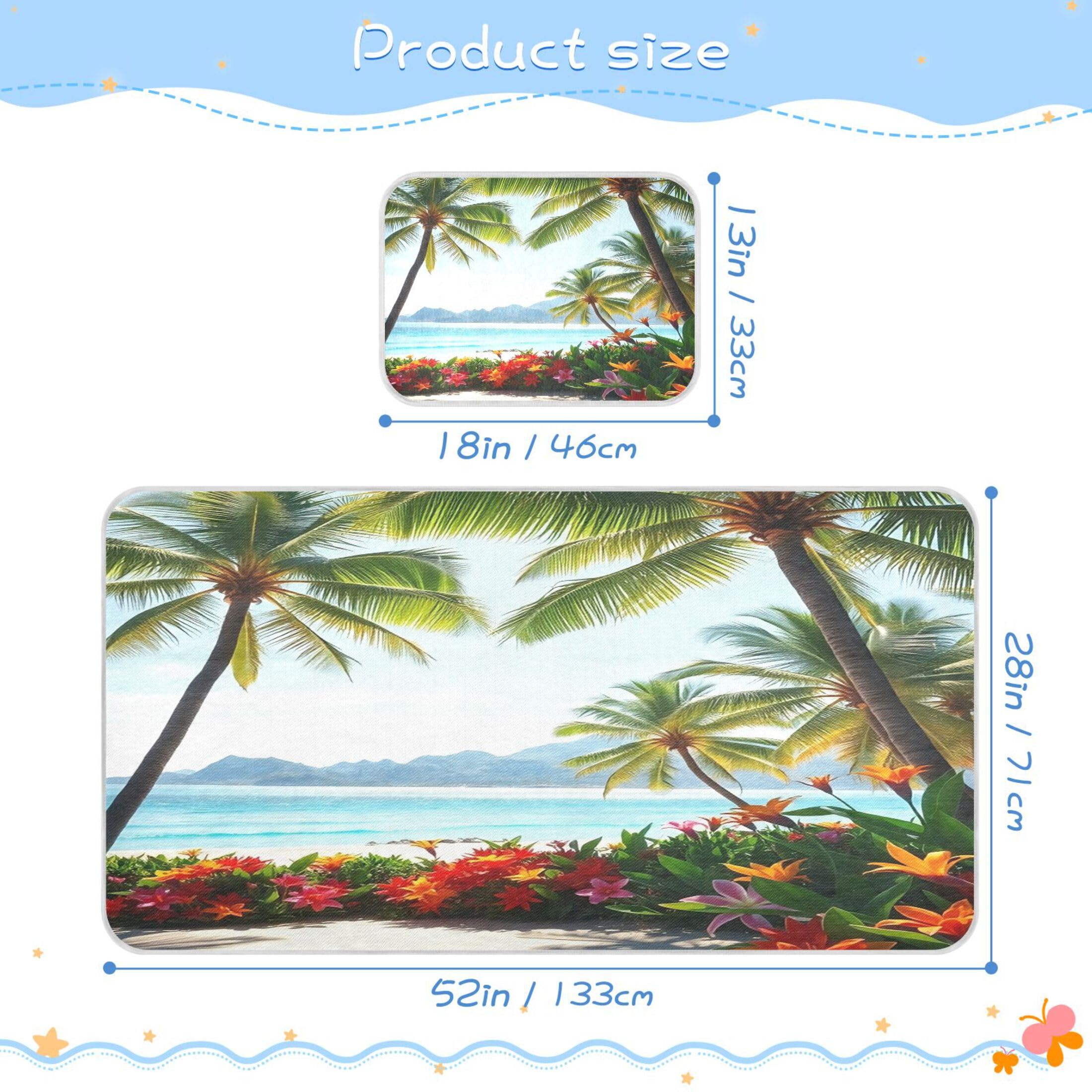 Takiito Tropical Island Palm Trees Baby Cooling Mattress Pad, Soft & Breathable Cooling Mat Keep Baby Cool in Summer 28x52 in, Nursery Essential