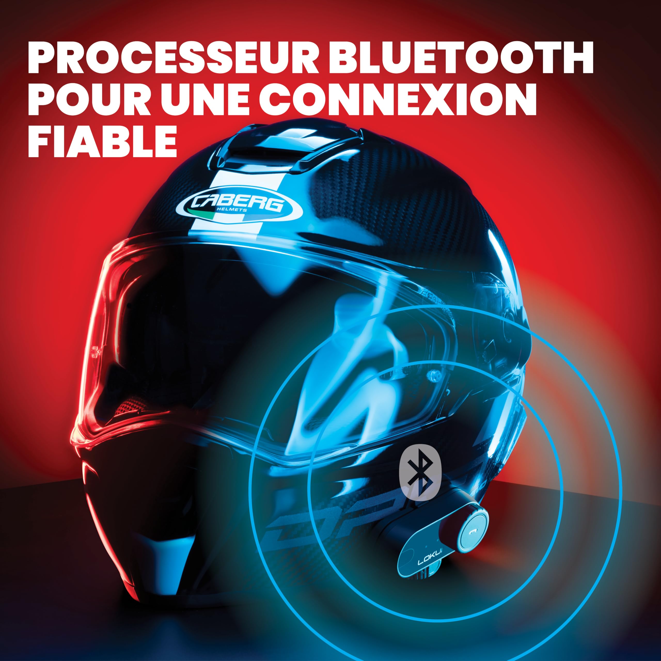 Midland- Intercom Moto Solo Individuel Lokui K30, Écouteurs Bluetooth sans Fil Casque Moto Étanche Universels, Portée 800m 2 Personnes, Batterie 10H Anti Bruit DSP, Enceinte Haut Parleur Hi-Fi, Micros
