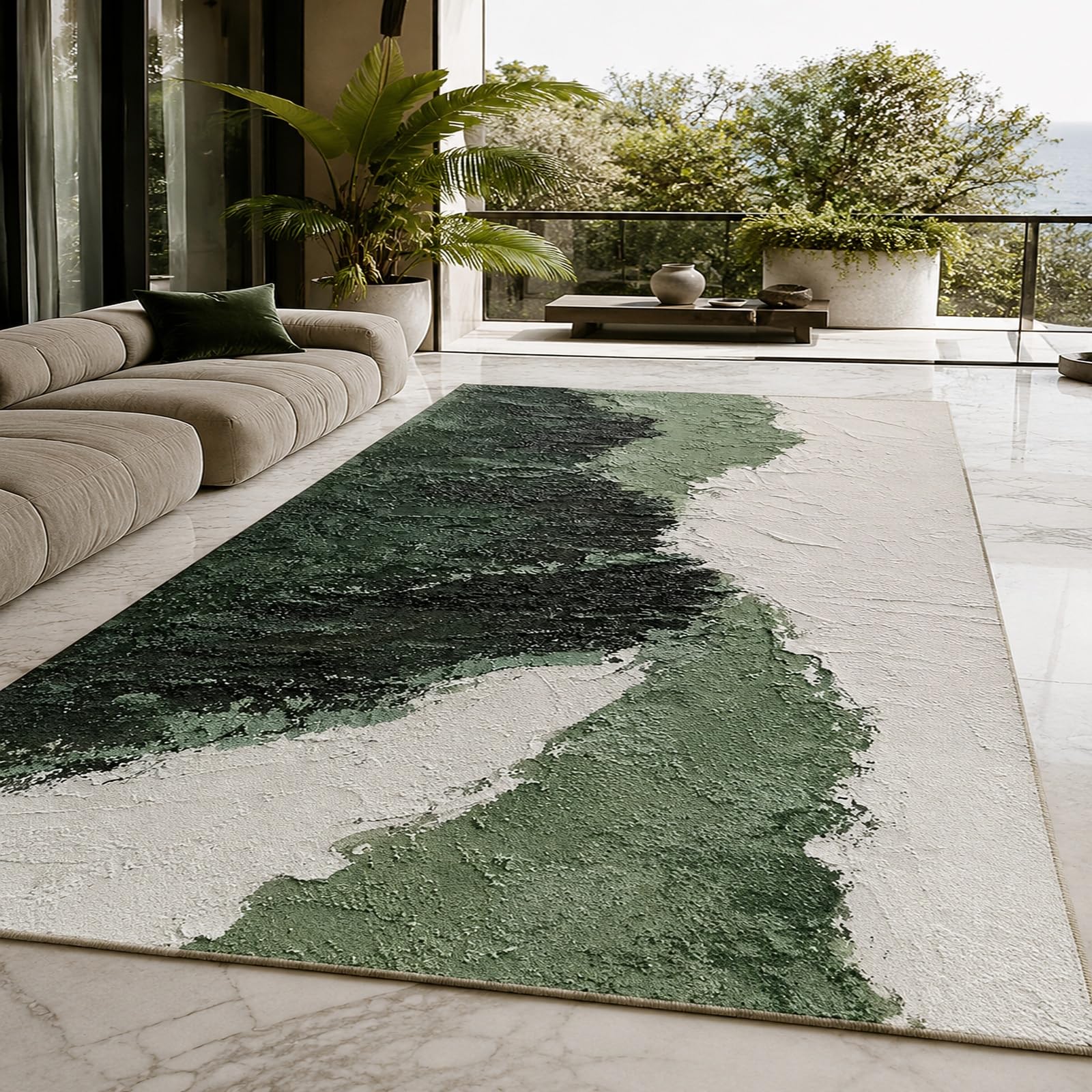 Rug for living room tapis de salon moderne abstrait vert noir blanc 120 x 200