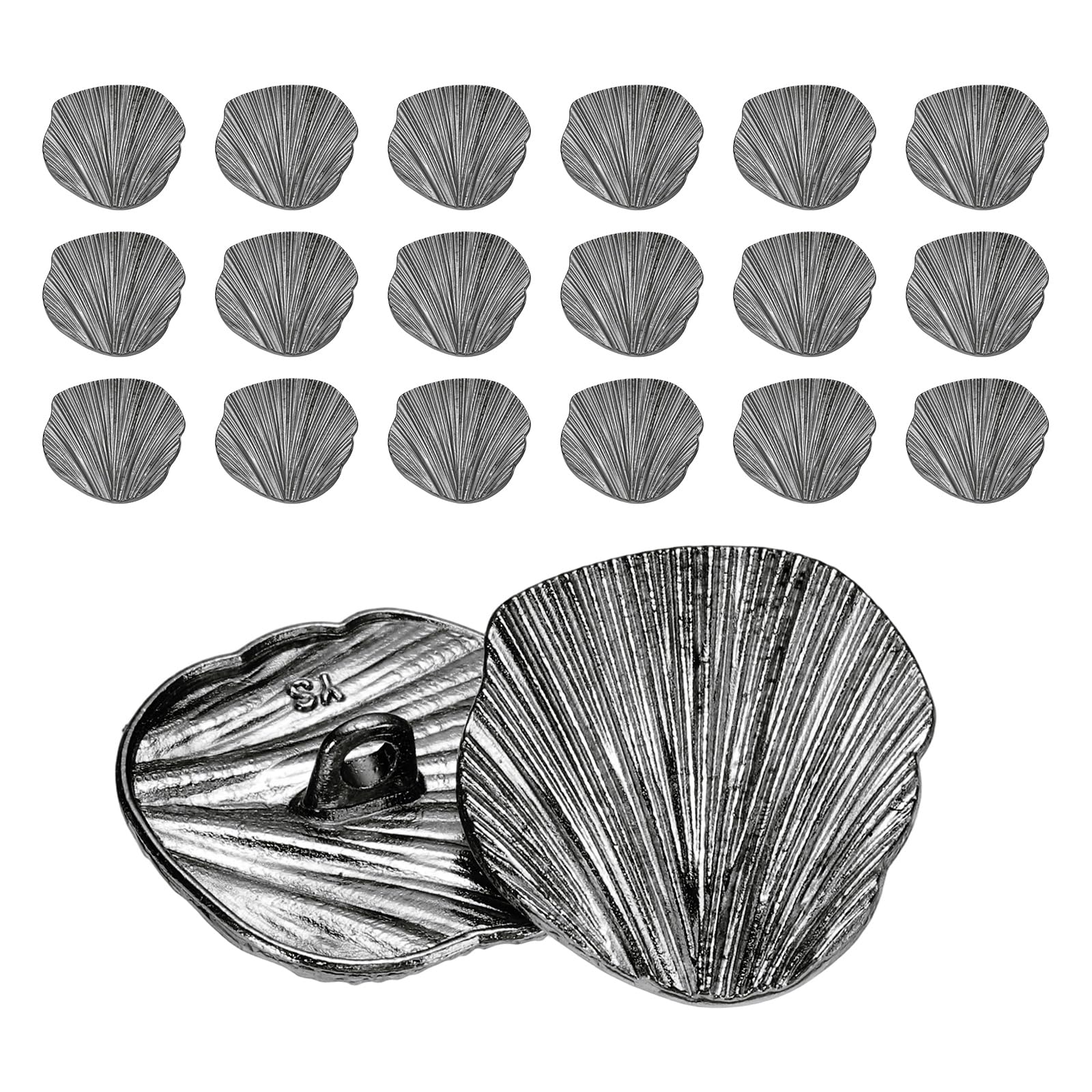 sourcing map 20pcs Metal Shank Metallic Black Buttons, 23mm/0.9inch