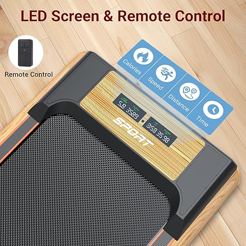 Miniatura 6 de FUNRAY Caminadora con inclinación, para debajo del escritorio, máquina de correr de grano de madera para el hogar y la oficina, caminadora de