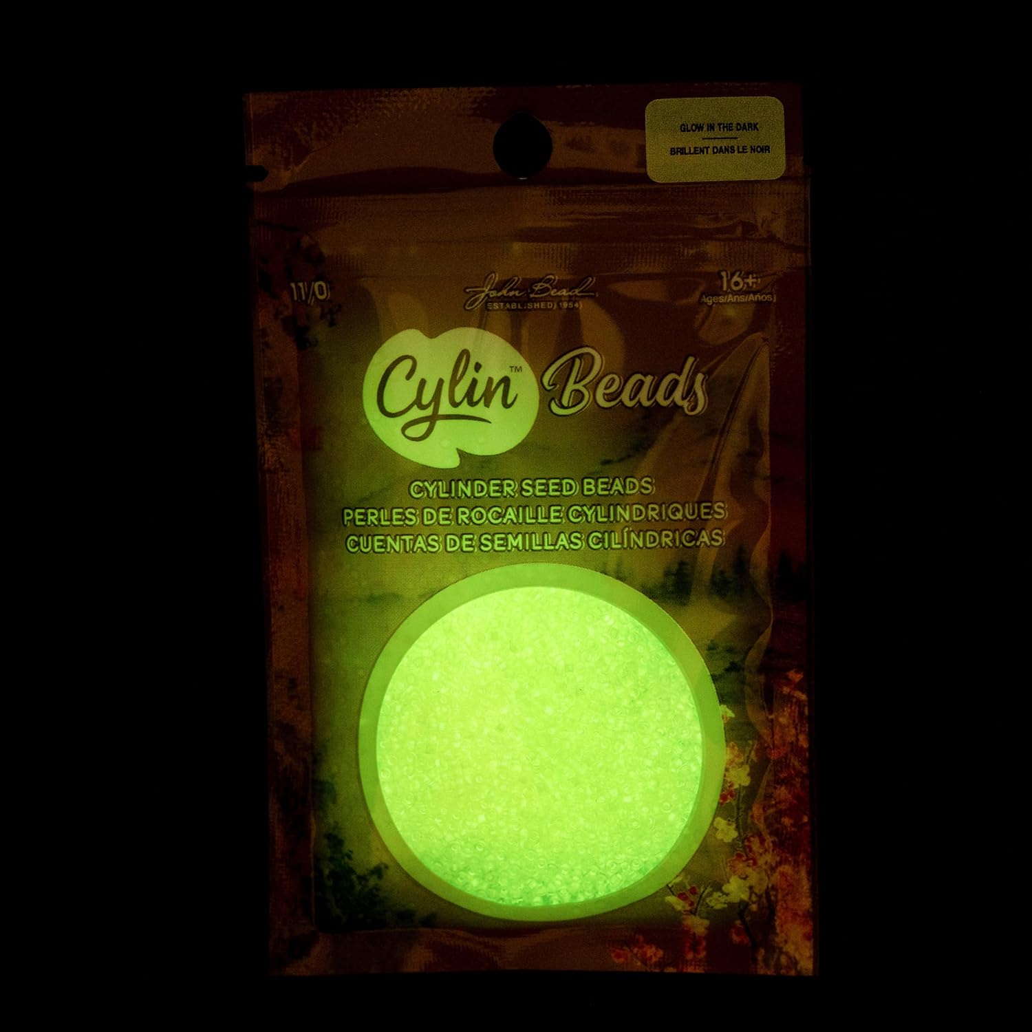 John Bead 25g Cylin Beads Yellow Glow in Dark 11/0 Glass Cylindrical Seed Beads for Jewelry Bracelets Necklaces Earrings Making Embroidery