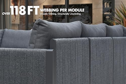 Miniatura 8 de PURPLE LEAF Juego de Muebles de Patio de 8 Piezas Sofás de Asientos de Patio Muebles de Aluminio Sofá Exterior Juego Seccional con Cojines y Mesa de