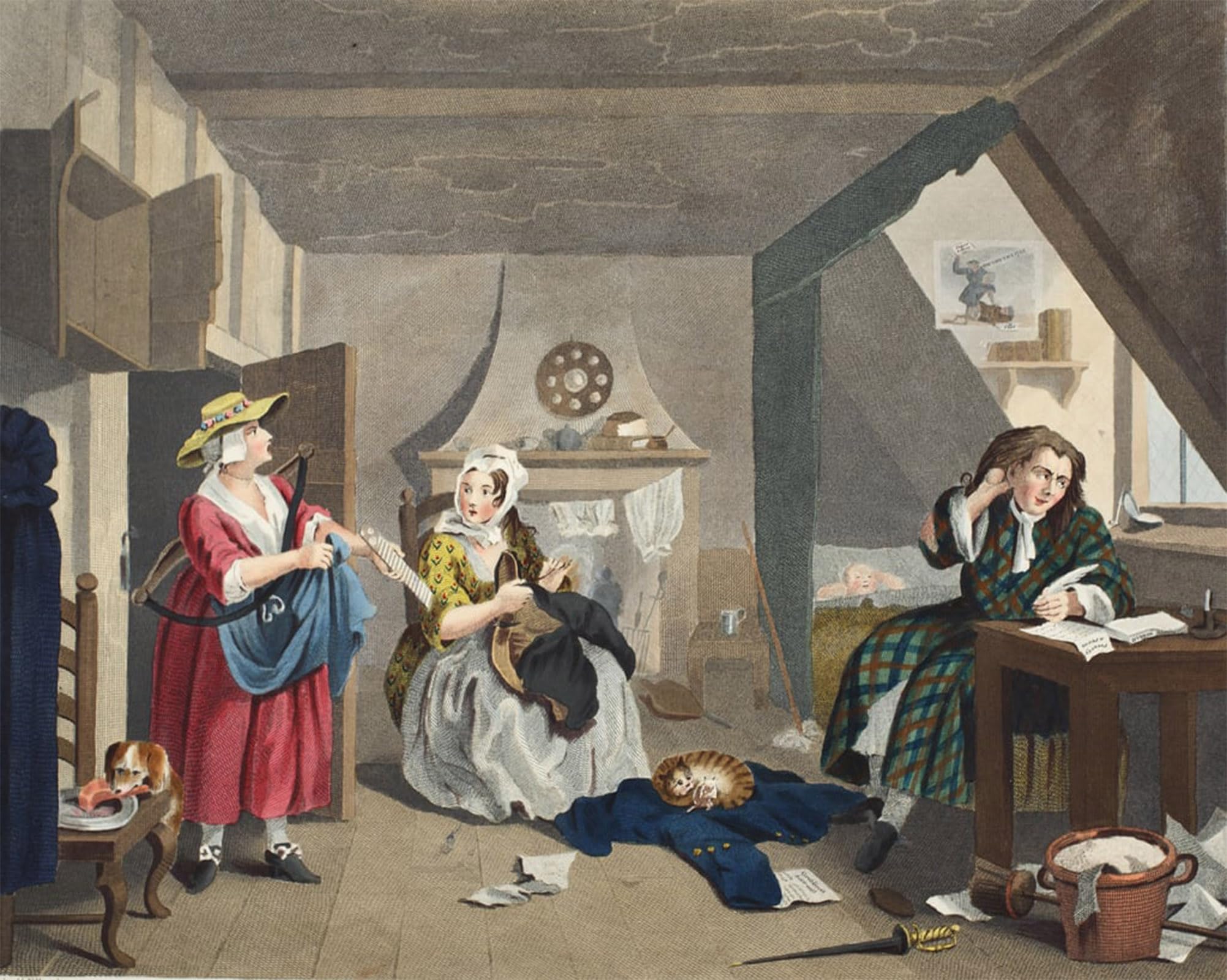 ARTXLXXBN Famous Prints Artwork Pictures Poster Painting Art the Distressed Poet by William Hogarth Artwork Landscape Pictures for Home Decor 60x90cm