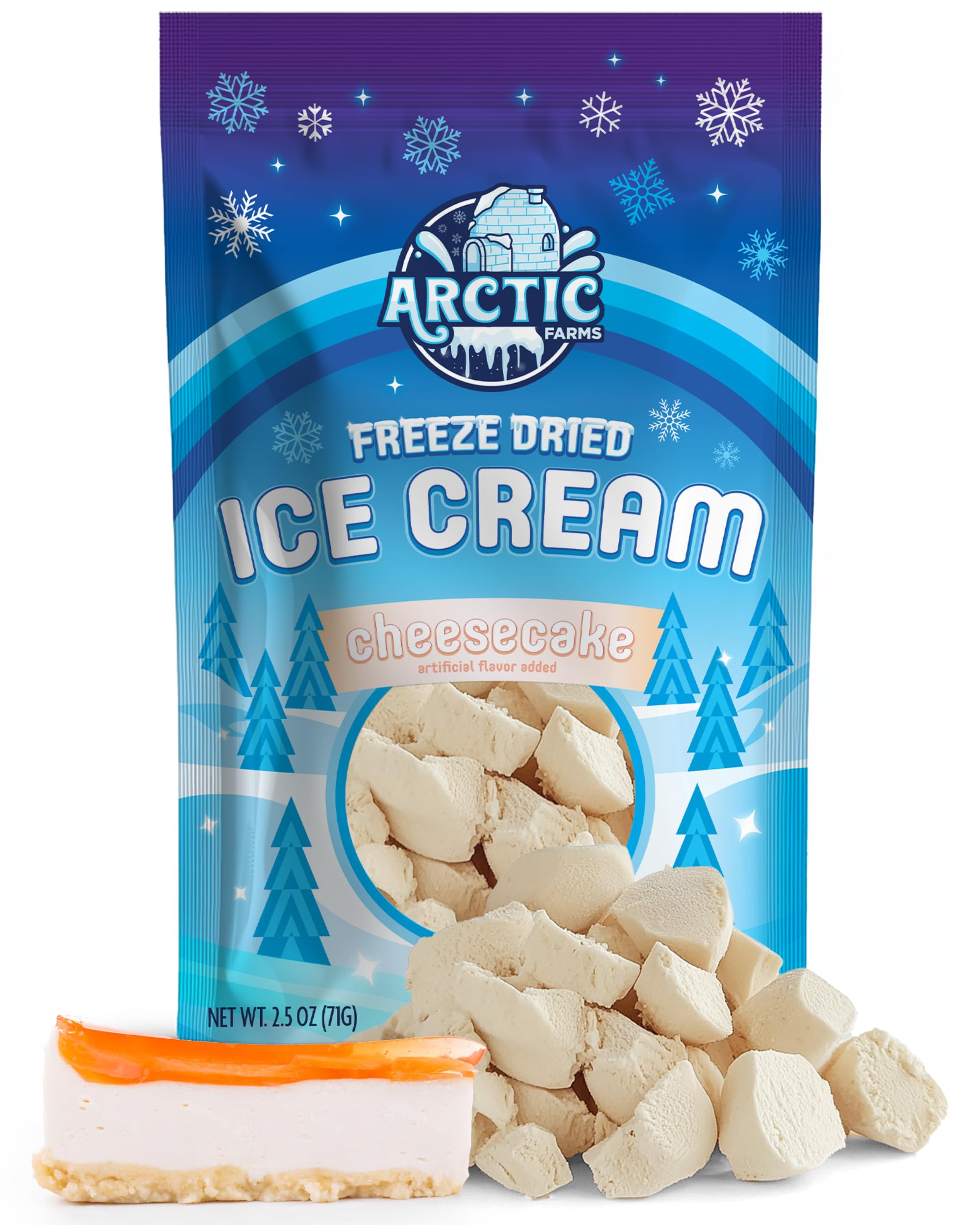 Arctic Farms Freeze Dried Ice Cream Bits Bagged and Boxed - Does Not Melt (Cheesecake, 2.5oz)