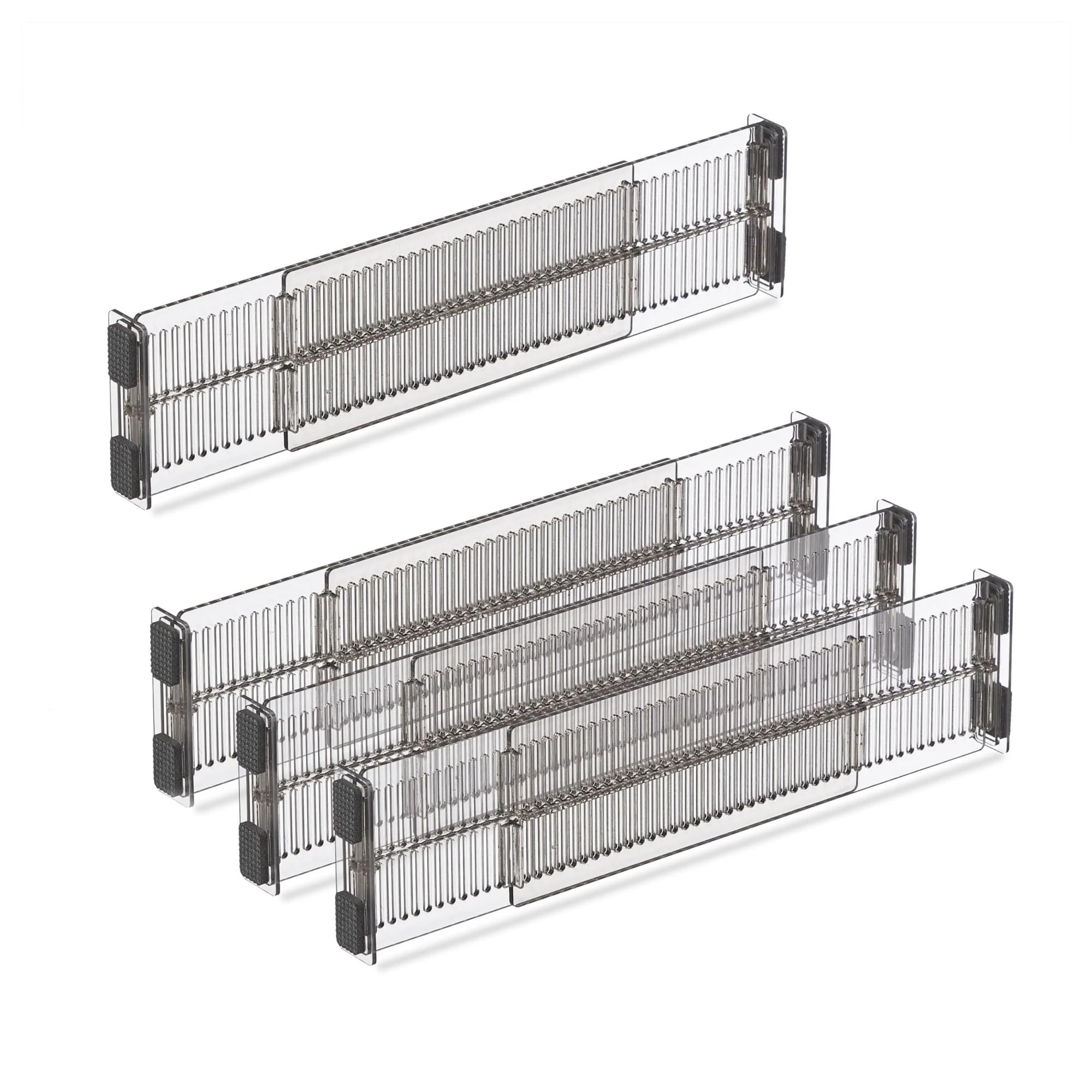 Schubladenteiler, verstellbare Länge von 28 bis 53,5 cm, Küchenaufbewahrung, Organizer, Kunststoff, transparent,(8 Set)