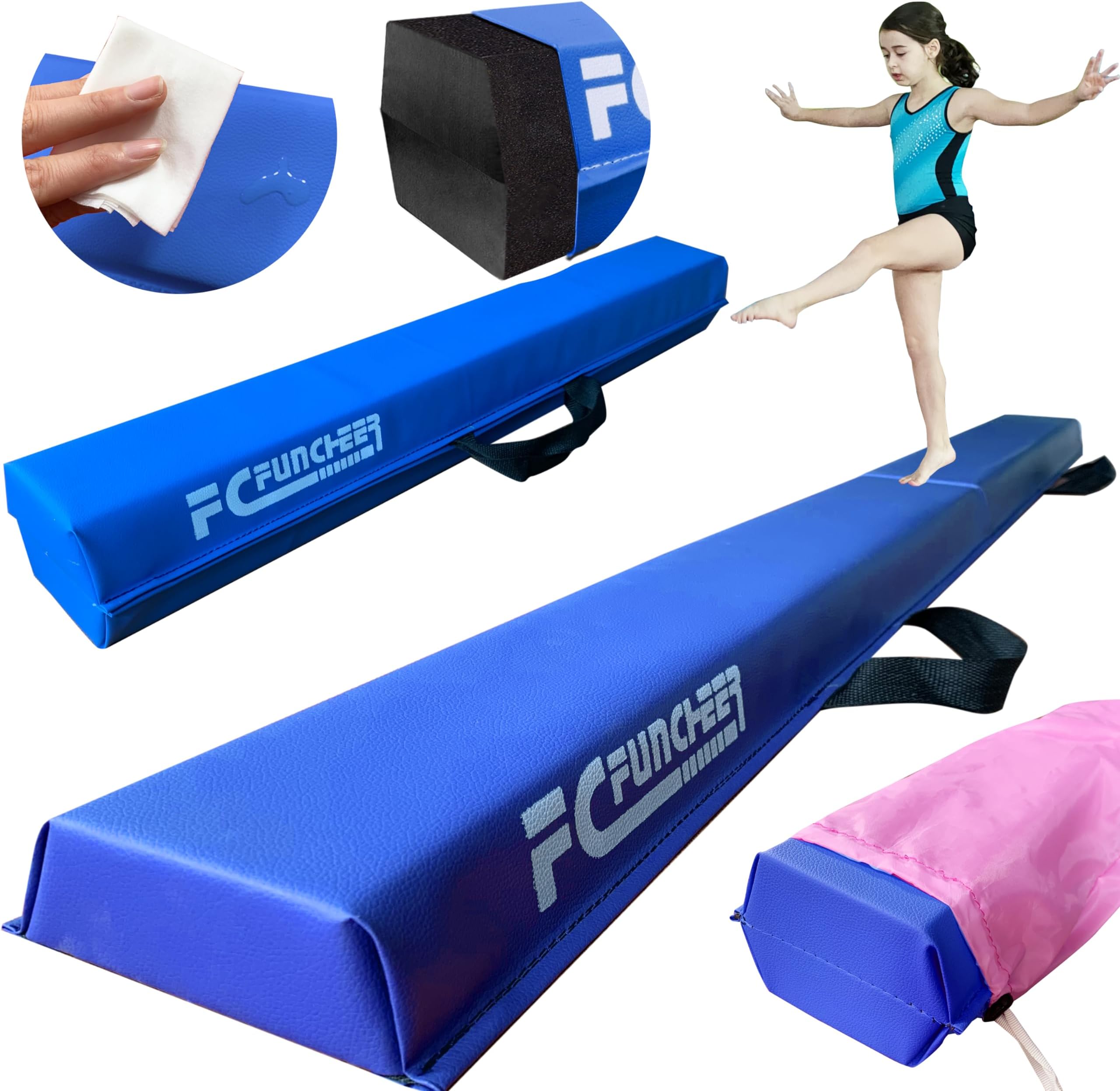 - 6FT/9FT Folding Balance Beam for Kids ages 3-15- Foldable Gymnastics Floor Beam,Anti-Slip ,Carrying Bag, Faux Suede Covered,EVA foam,Gymnastics Equipment for Kids Training At Home,School,Gym Center