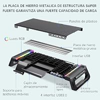 MOOJAY Gaming Monitor Tartó RGB LED-del, USB 3.0 Hub és Fiókkal 2
