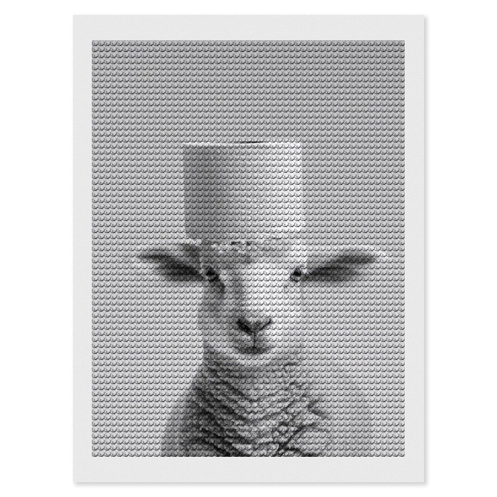 Junmoney Toilet Paper Lamb DIY Diamond Art Canvas Kit 12"x16", Decorate Your Room, Sparkling Round Gems, Fun Craft Experience, Farmhouse Decor