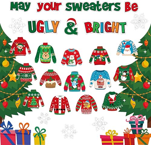 Back to School Bulletin Boards: Creative Ideas, Practical Tips, and Inspiring Examples 16 Pasimy Christmas Bulletin Board Decorations Set Ugly Sweater Paper Cutouts
