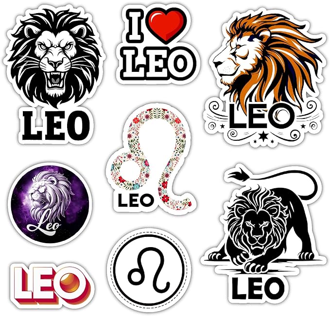 Leo Zodiac Sign Stickers, Astrology Stickers for Water Bottle and Laptop - Zodiac Party Favors & Decorations, Waterproof Vinyl Decals, Gifts for Women & Men