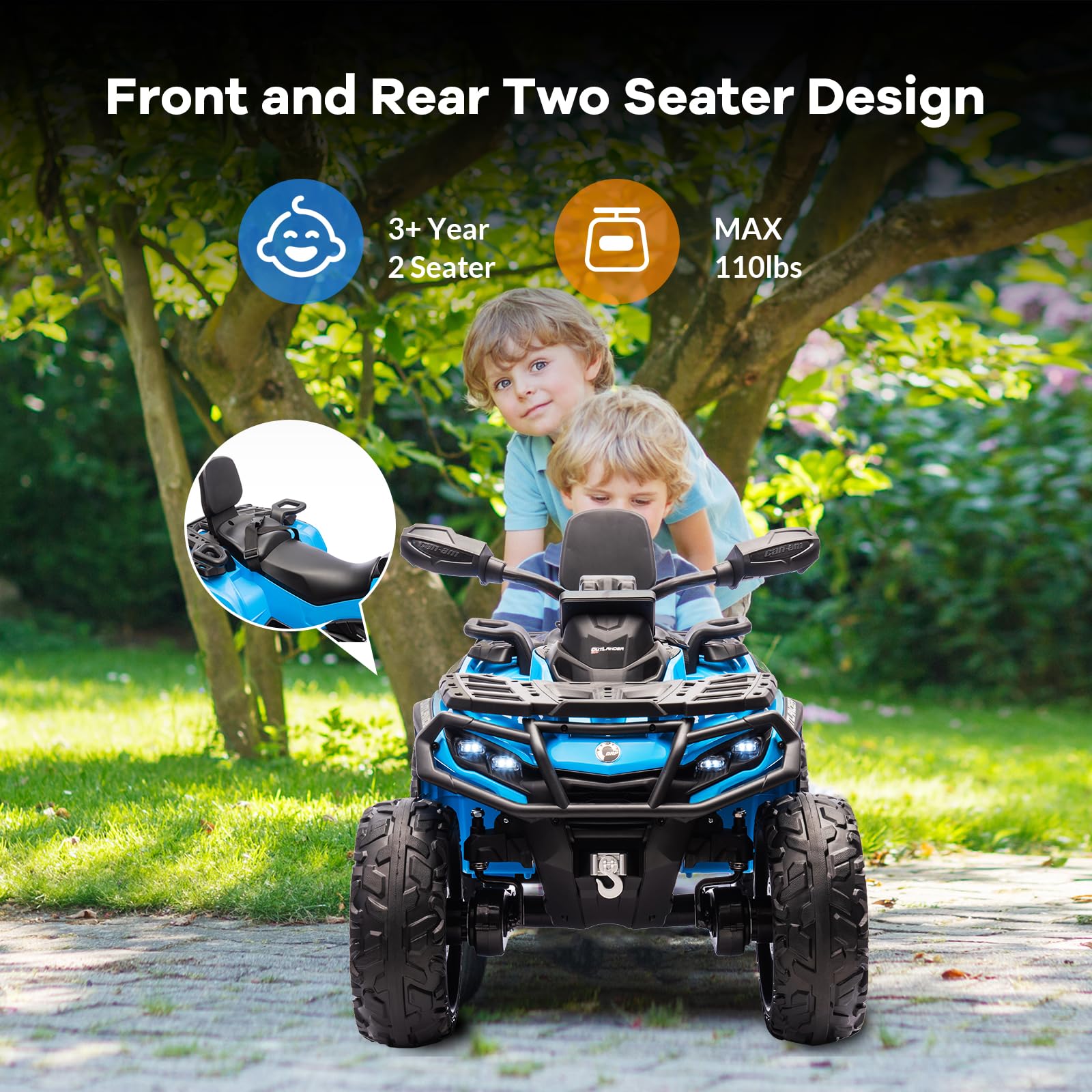 Snapklik.com : 2 Seater Ride On ATV For Kids, 24V Licensed Can-Am ...