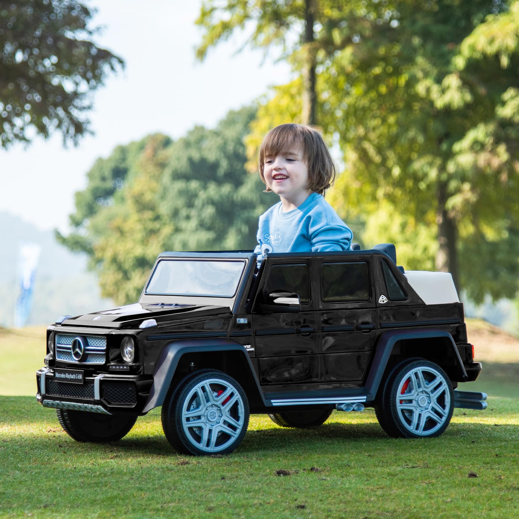 ORYXEARTH Elektroauto für Kinder, Akku 12 V, 7 Ah, Geschwindigkeit 3-5 km/h, für Jungen, Mädchen, Fernbedienung 2,4 G, Bluetooth/LED/Musik/USB, 3-8 Jahre, Geschenk für Kinder, Schwarz