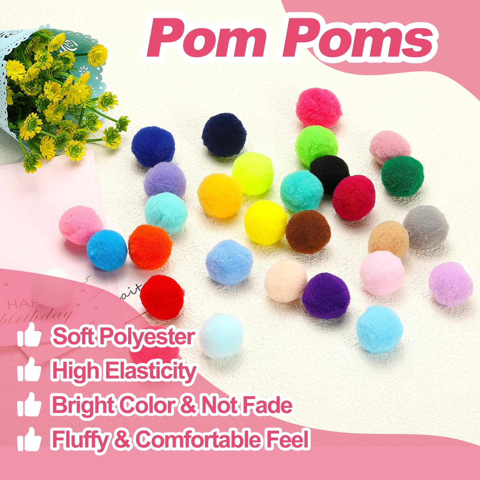 PATIKIL Pompons Bastelset – 260 Stück In Pastell/Weiß, Größe 1-3 Cm, Aus Polyester, Für DIY & Dekoration