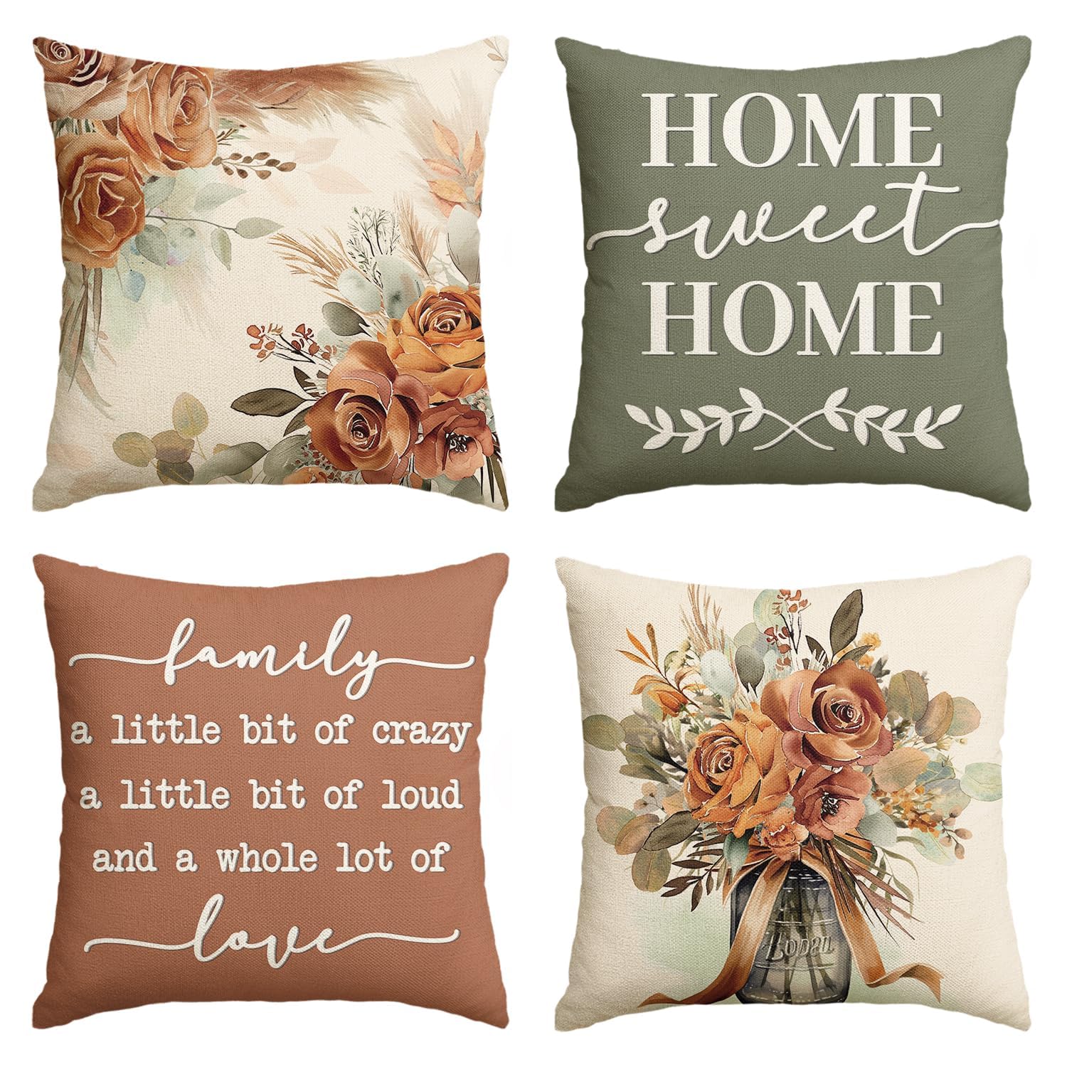 Housse de coussin terre cuite sauge pour embellir votre canapé de salon
