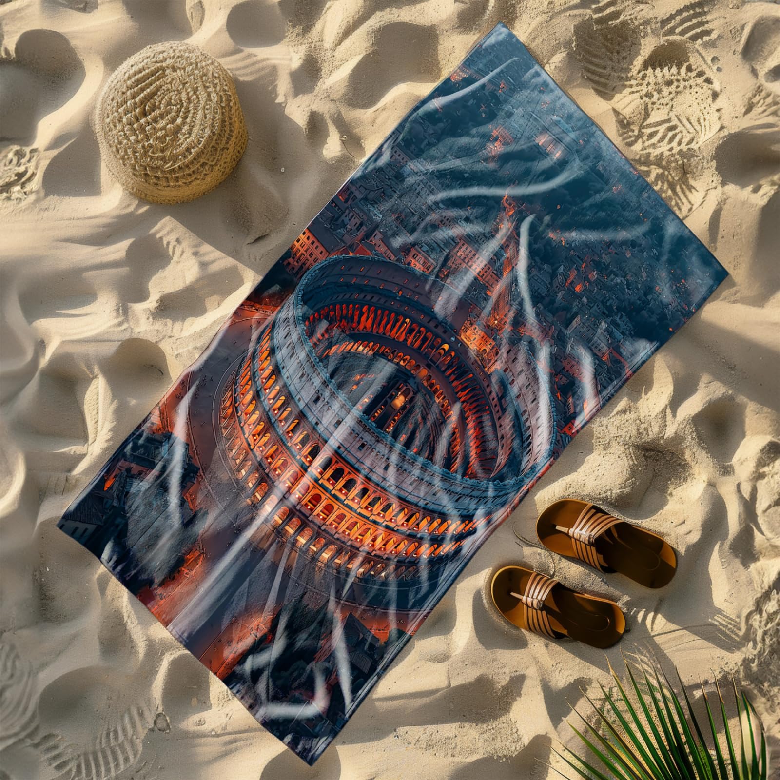Générique Serviette de Plage XXL Bâtiment Orange Gray