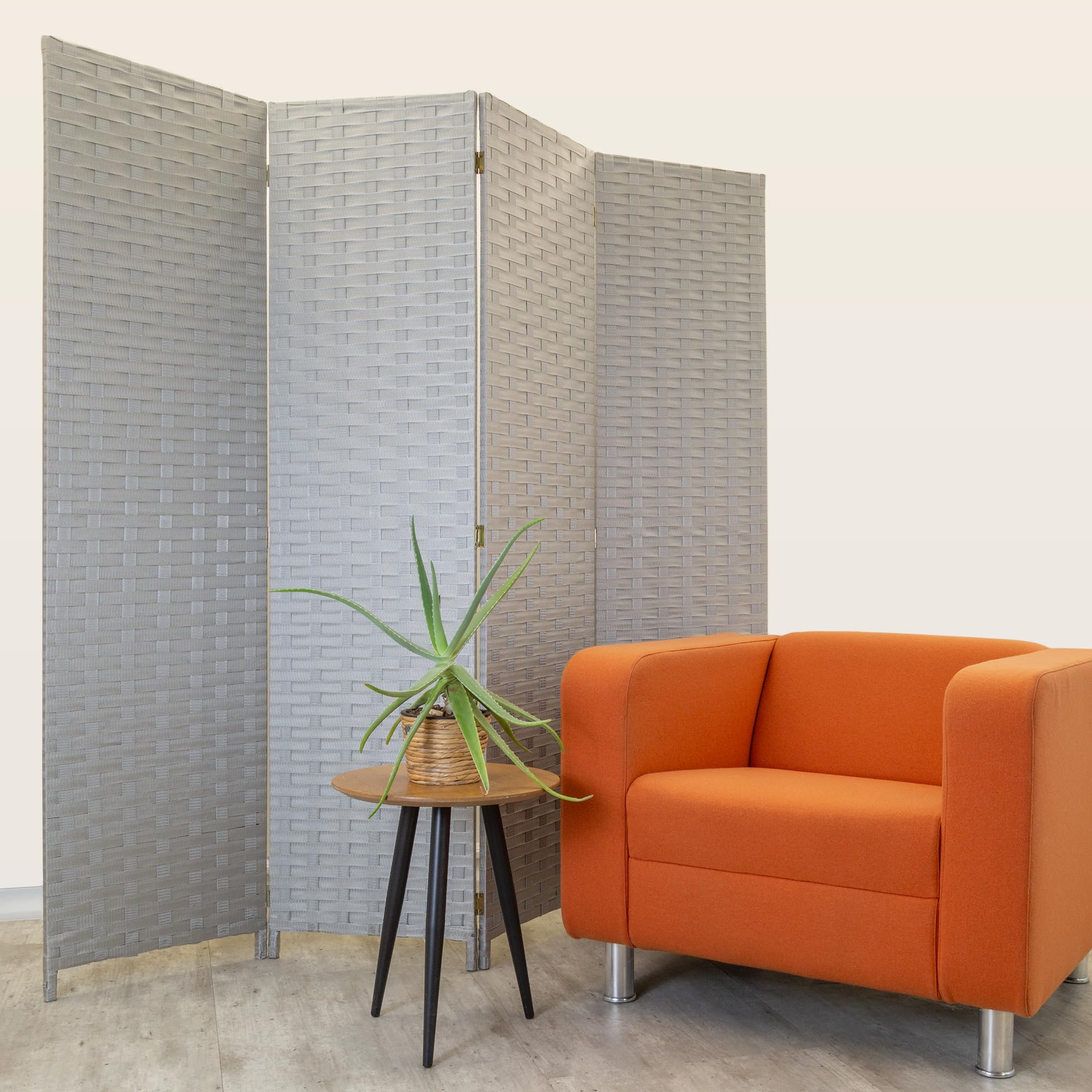 HEXIM Séparateur d'Espace 180x180 cm - Paravent pliable 4 pans - Écran de confidentialité pour terrasse et jardin, autonome (LR188-gris)