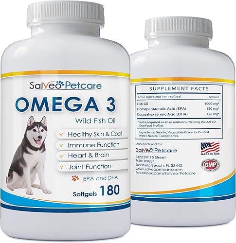 Miniatura 5 de Salveo Petcare Omega 3 Aceite de pescado para perros  Suplemento natural para mascotas para abrigo brillante  Wild Caught más EPA y DHA que aceite