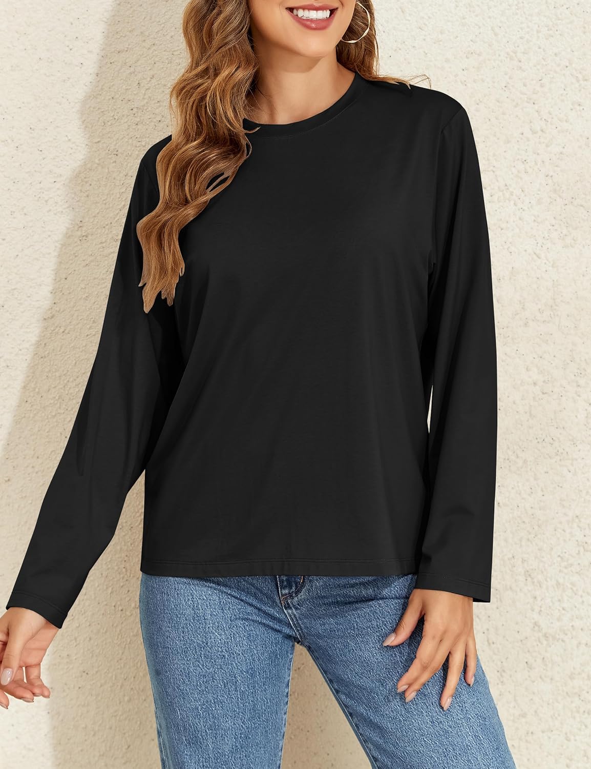 PrettyGuide Womens Long Sleeve Shirts Modal Cotton Basic Tee Crewneck Loose Fit Tops - Image 8