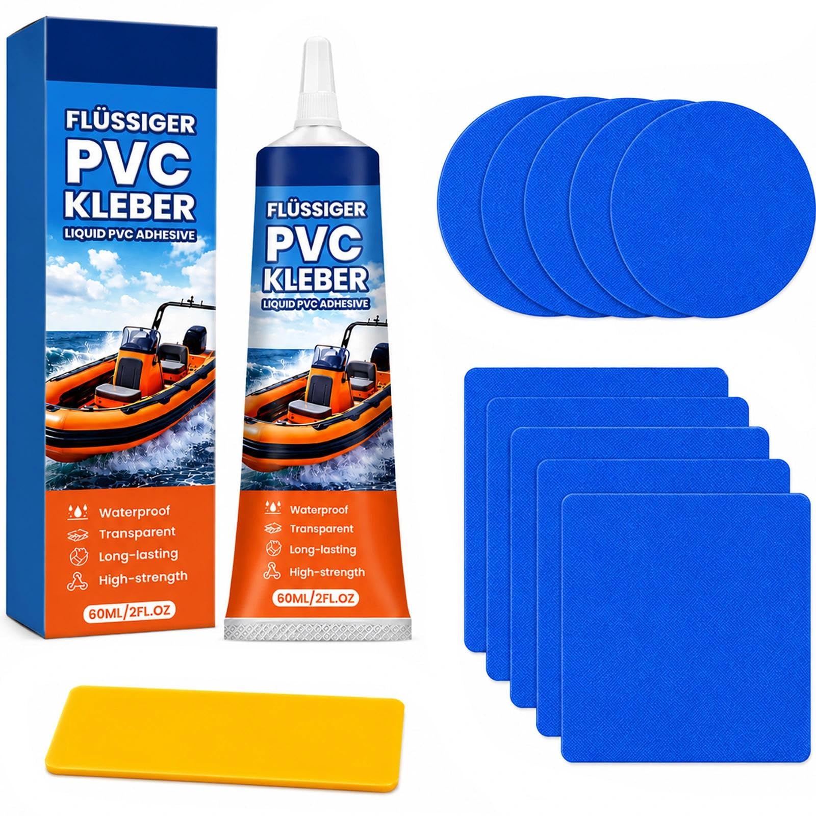 ICEROSEE Pool Repair Kit, Waterproof Vinyl Patch & Puncture Repair Glue Set for Paddling Pool, Hot Tub, Swimming Pool, Air Bed, Bouncy Castle, PVC Boat, Kayak and Tent (60ml 1 Pack)