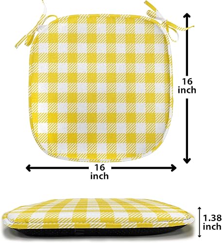 Miniatura 6 de Lunarable Cojín abstracto para asiento de silla, inspirado en la temporada de primavera y verano, patrón de estilo retro clásico vívido a cuadros,