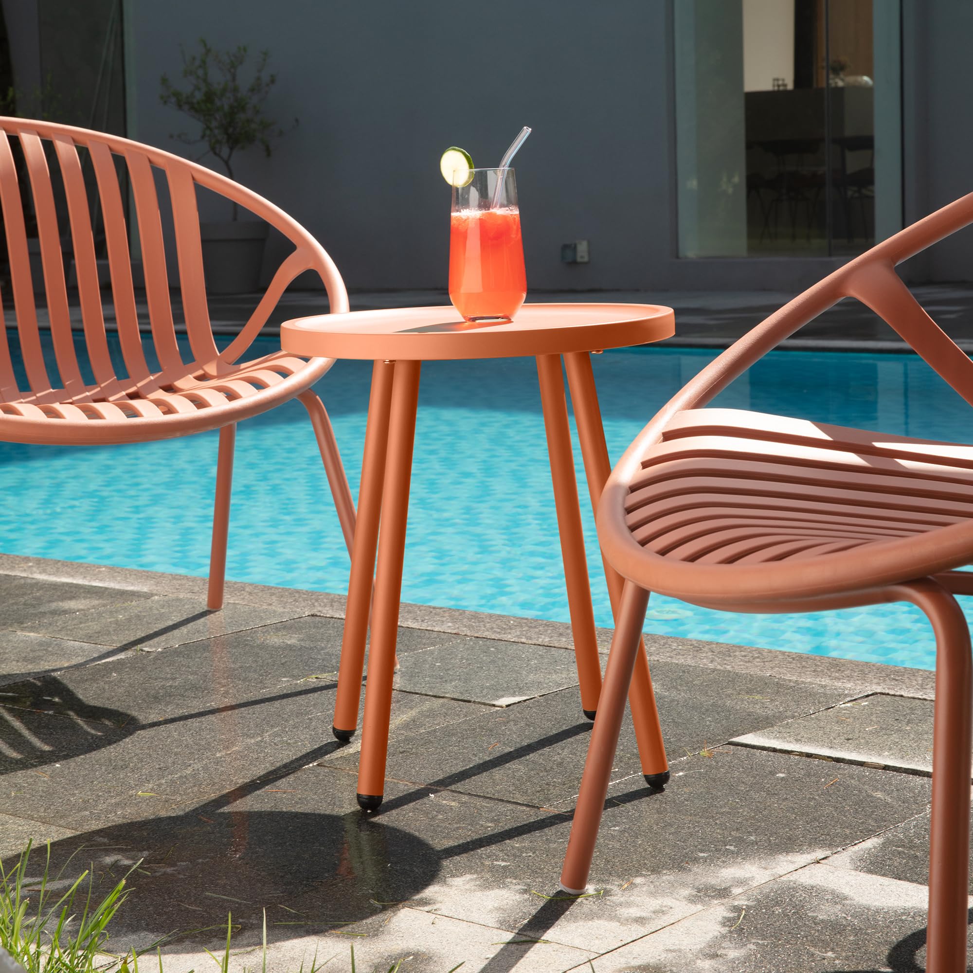 Amazon｜Werph(ワーフ) スモールラウンドサイドテーブル オレンジ - 4