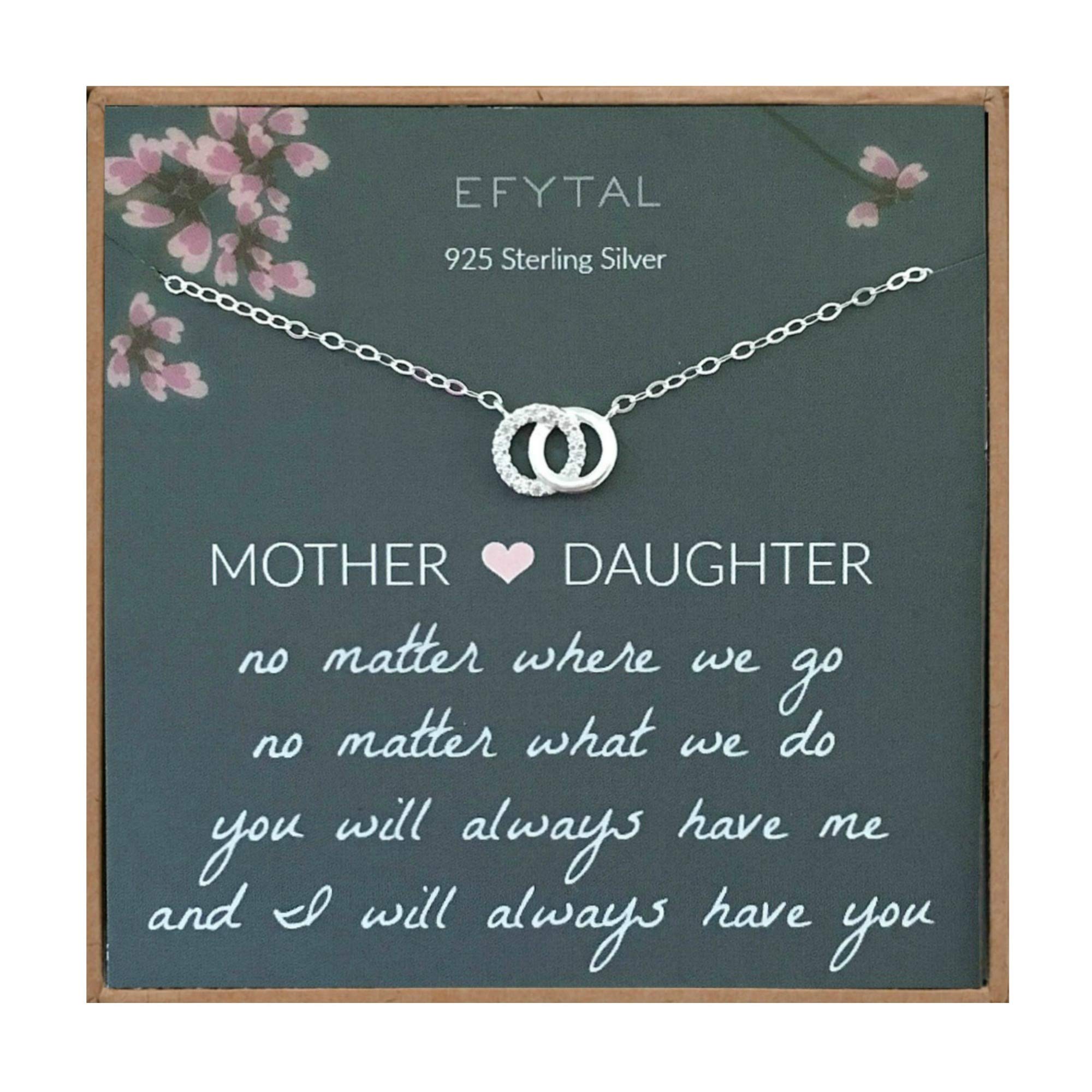 EFYTALMother Daughter Necklace, Mother Daughter Gift, Daughter Gifts from Mom, Mom Birthday Gifts from Daughter, Mom and Daughter Necklace, Mom Necklace for Women, Mother Daughter Jewelry