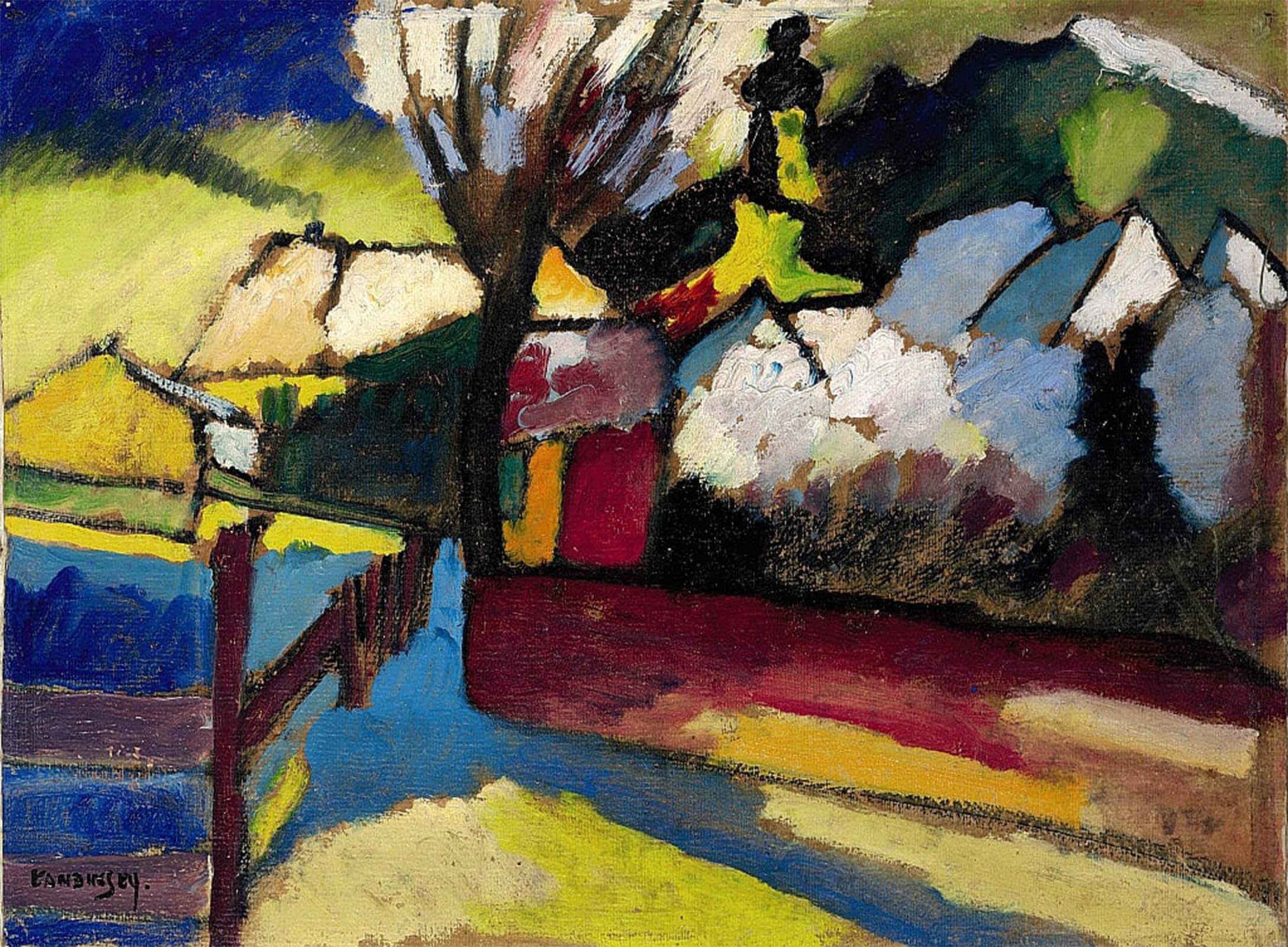 ARTXLXXBN Famous Painting Art Wall Decor Abstract Art Picture Autumn Landscape with a Tree by Wassily Kandinsky Animal Pictures for Home Decor 60x90cm