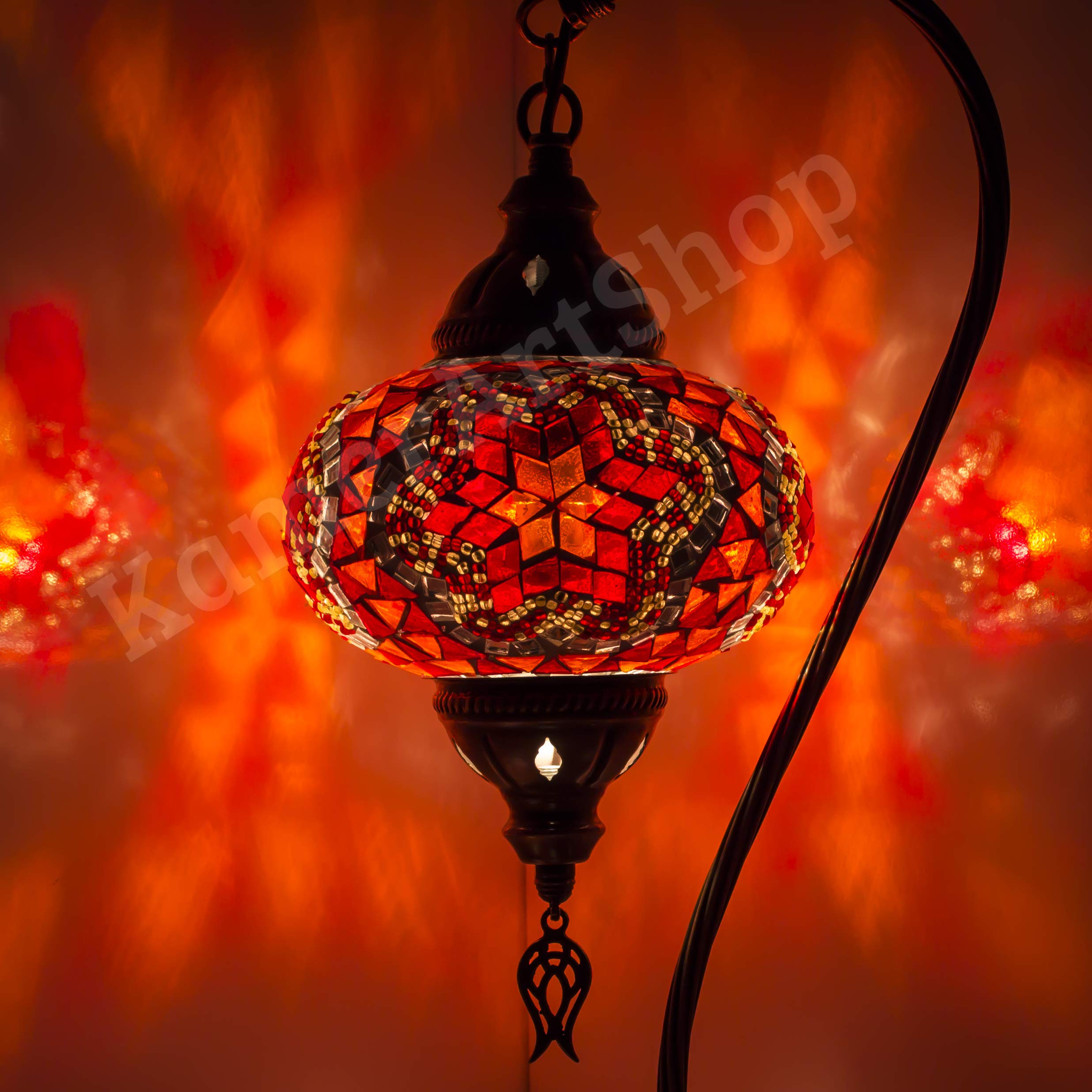 Lámpara marroquí naranja, mesita de noche y mesa y escritorio, impresionante estilo marroquí Tiffany, regalo único grande (N3), color naranja