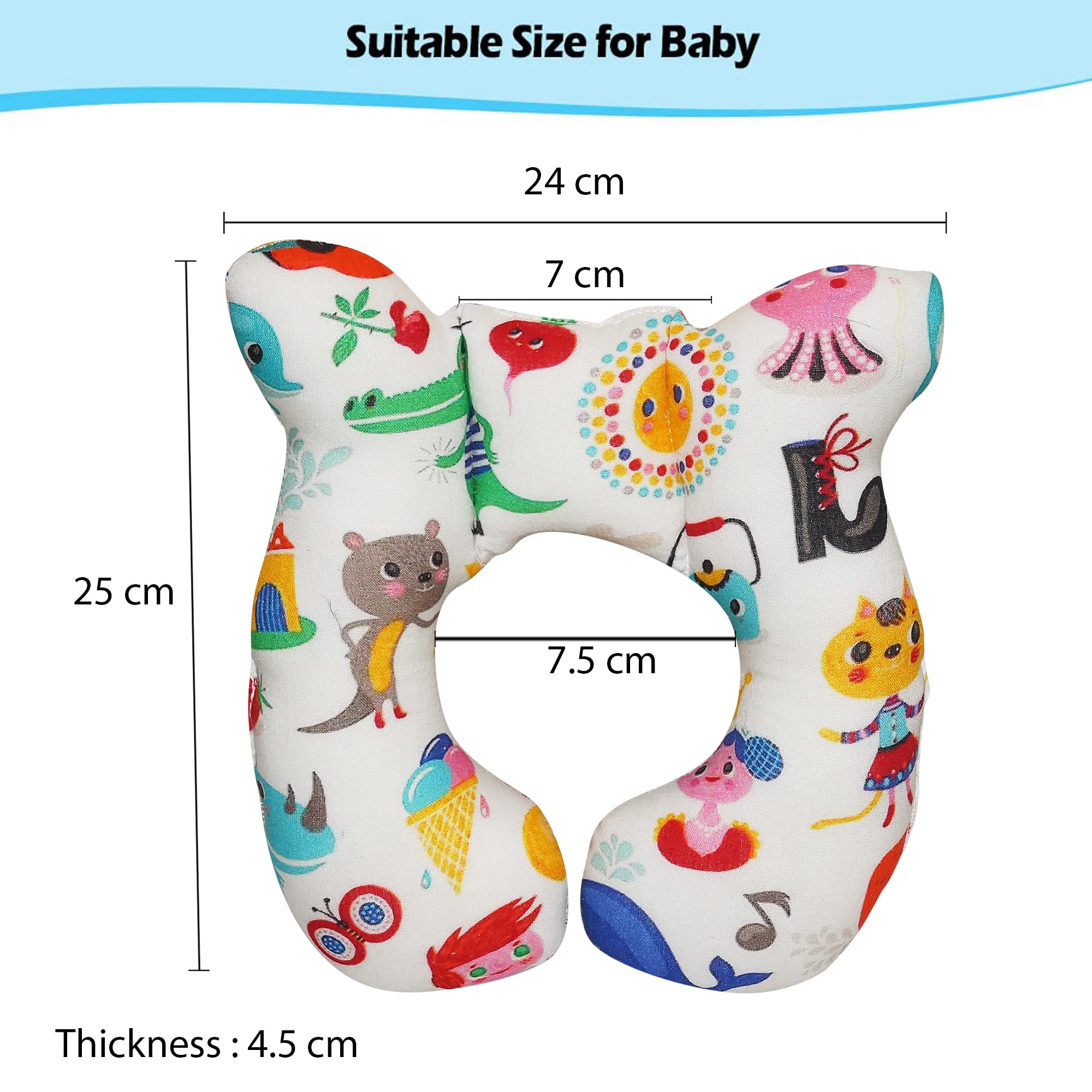 Oscar Home Infant Head and Neck Support Pillow for Car Seat, Baby Travel Pillow, for 0-18 Months Old, Kid's Neck Pillow, Soft and Skin Friendly,Neck Pillow (Daisy) - Image 4 thumbnail
